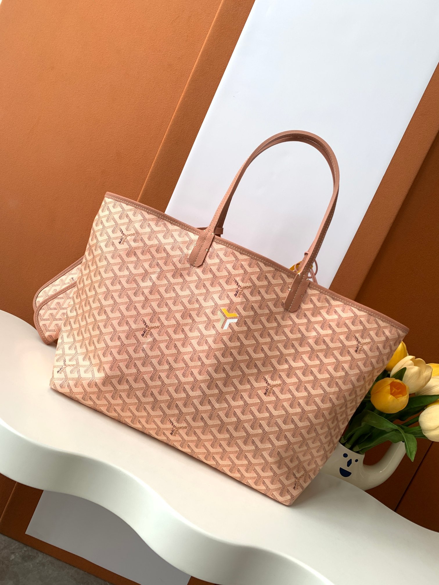 Goyard Pearly pinkGoyardine Canvas And Chevroches