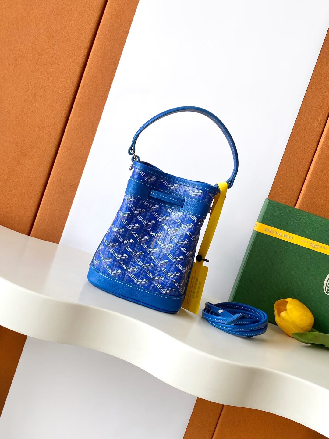 Goyard Petite Flot Bucket Bag BlueTan 139758379