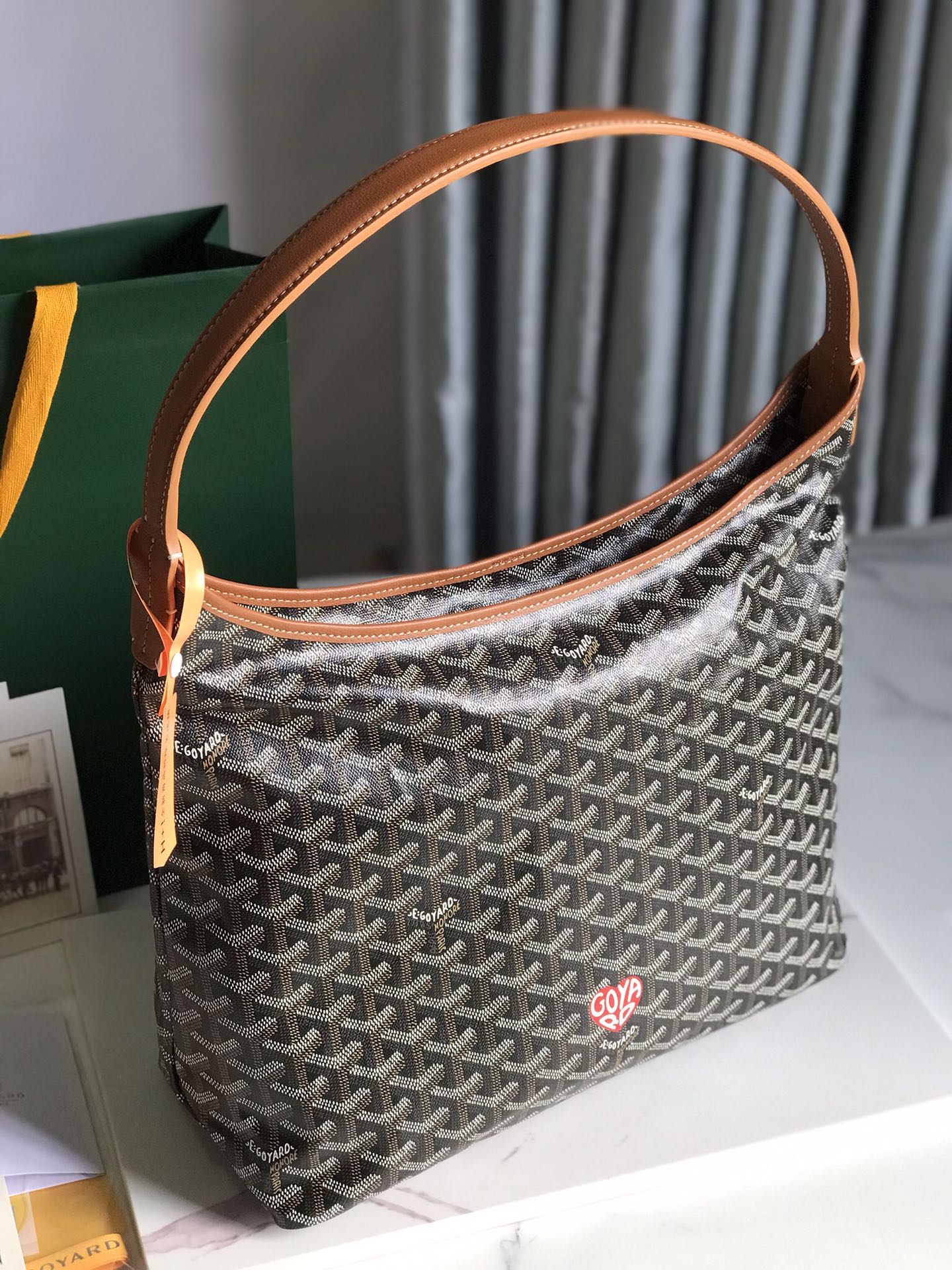 GOYARD Goyardine Boheme Hobo Black Gold 1383144 |