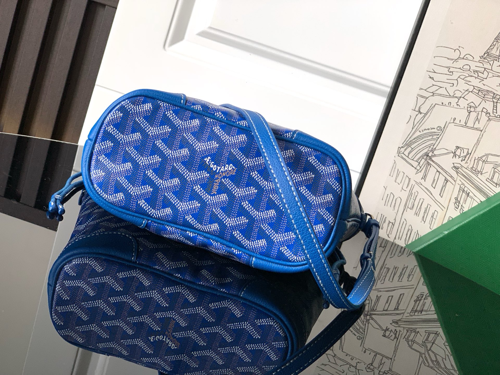 Pre-owned Goyard Béluga Leather Handbag In Blue 019