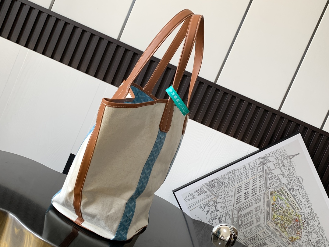 GOYARD Belharra Reversible Tote Bag Blue Turquoise Ivory BELHARMMLTY11CL03P |