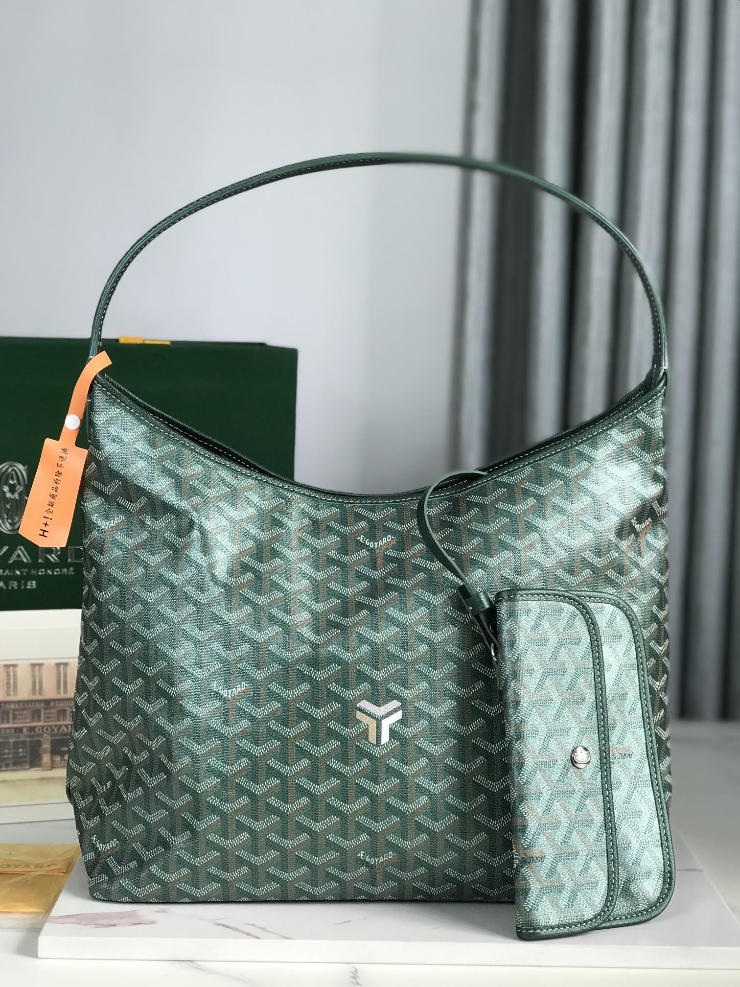 GOYARD Iridescent Goyardine Boheme Hobo Pearly Green