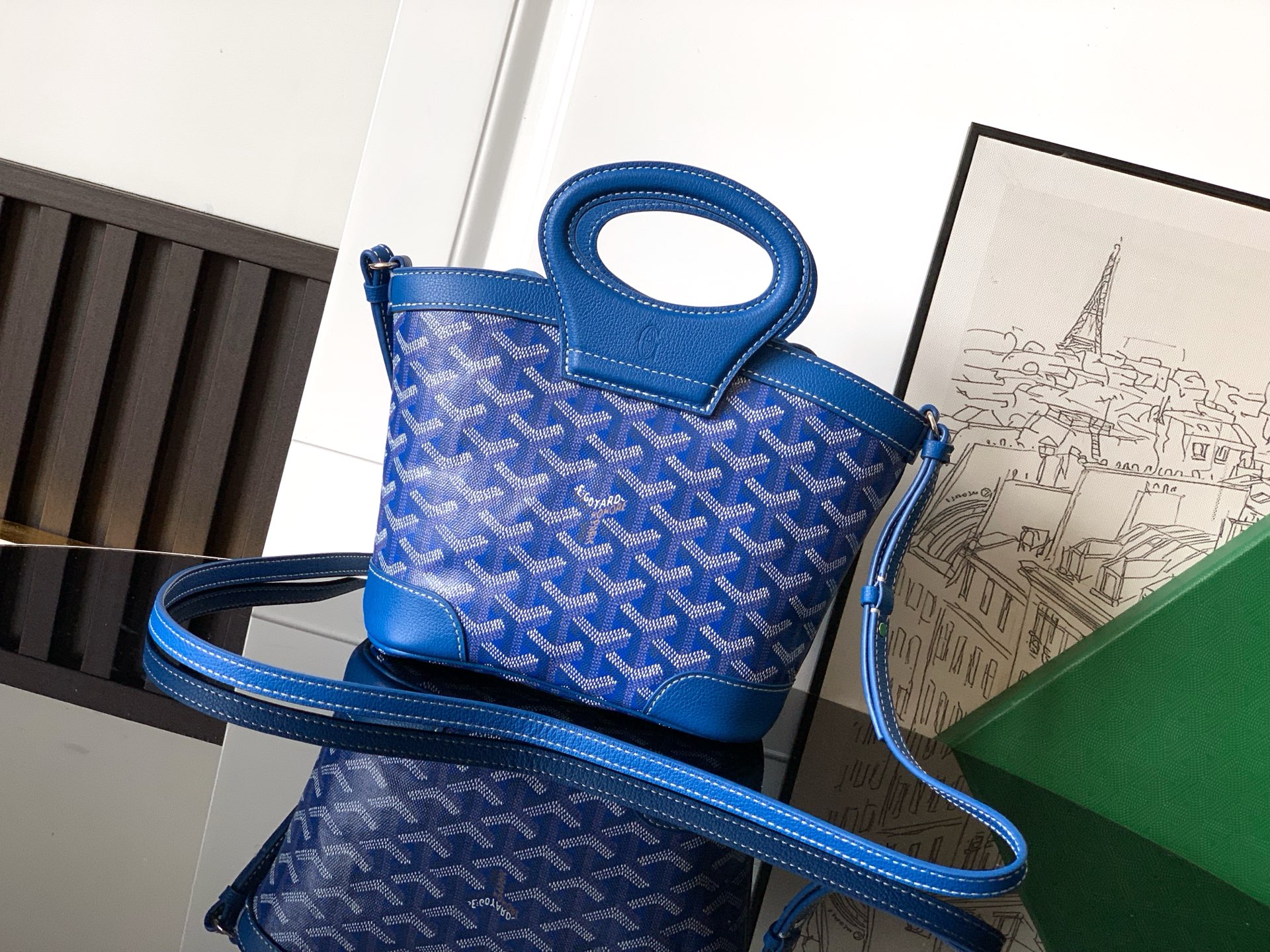 Pre-owned Goyard Béluga Leather Handbag In Blue 019