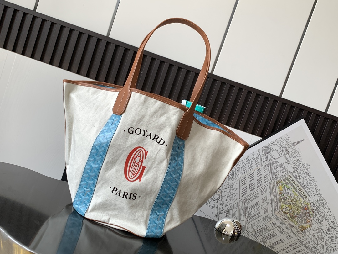GOYARD Belharra Reversible Tote Bag Blue Turquoise Ivory BELHARMMLTY11CL03P |