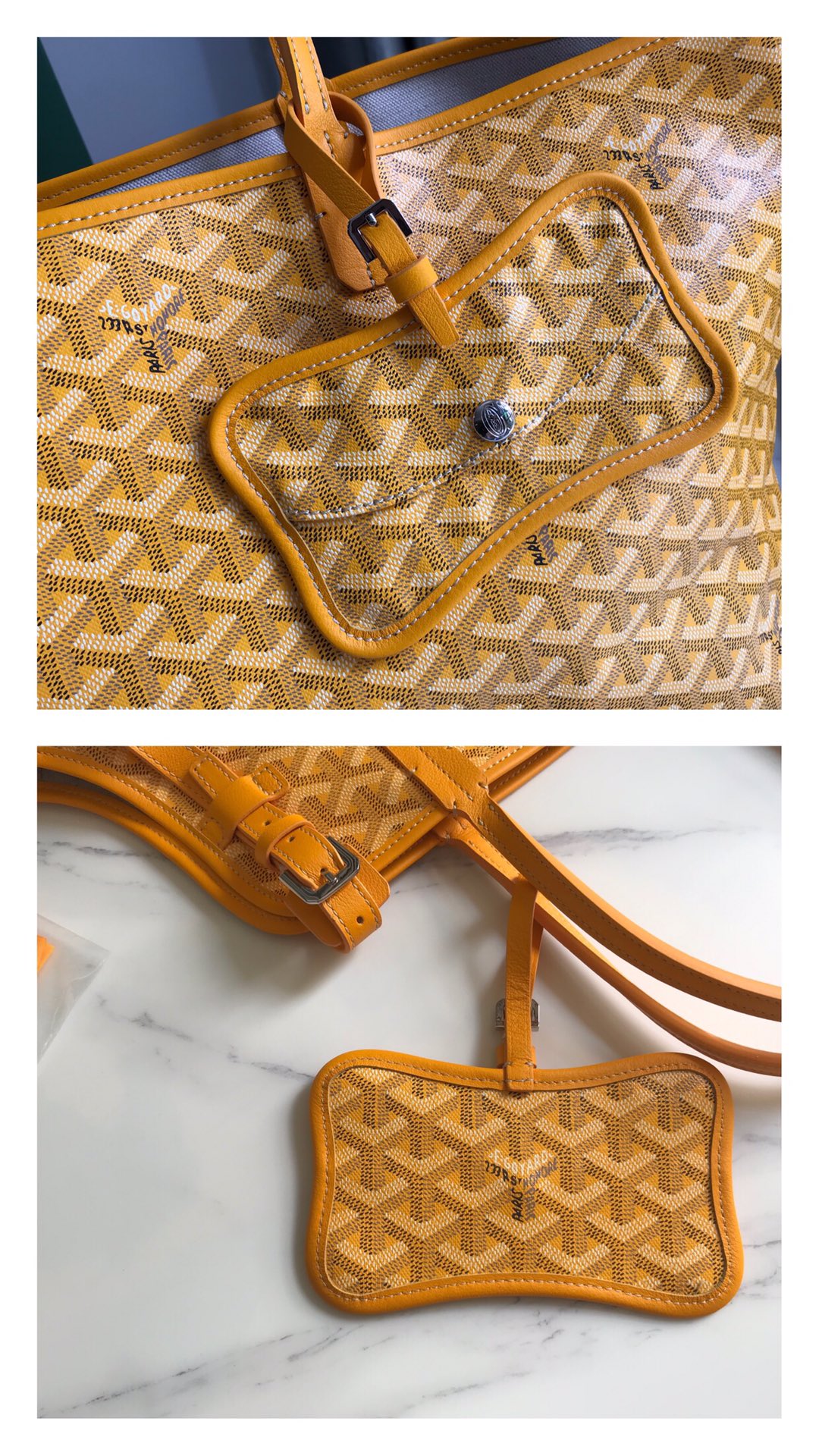 Goyard Chien Gris Pet Carrier Tote Coated Canvas bag yellow