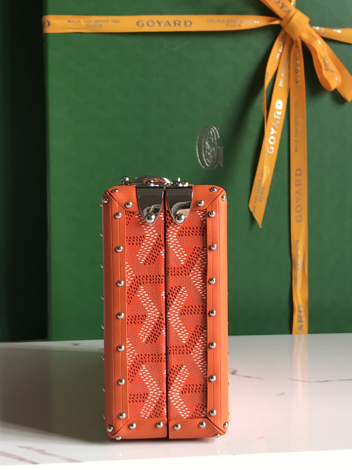 Goyard orange Coated Canvas and Leather Minaudiere