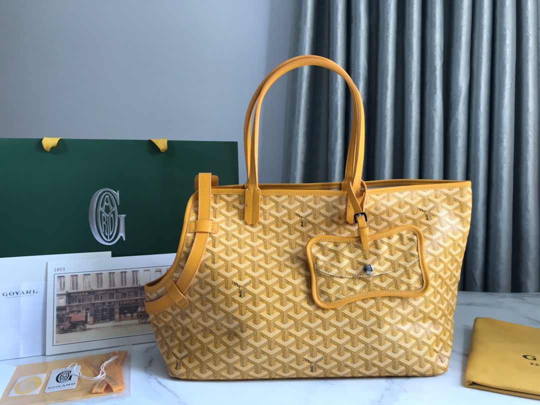 Goyard Chien Gris Pet Carrier Tote Coated Canvas bag yellow