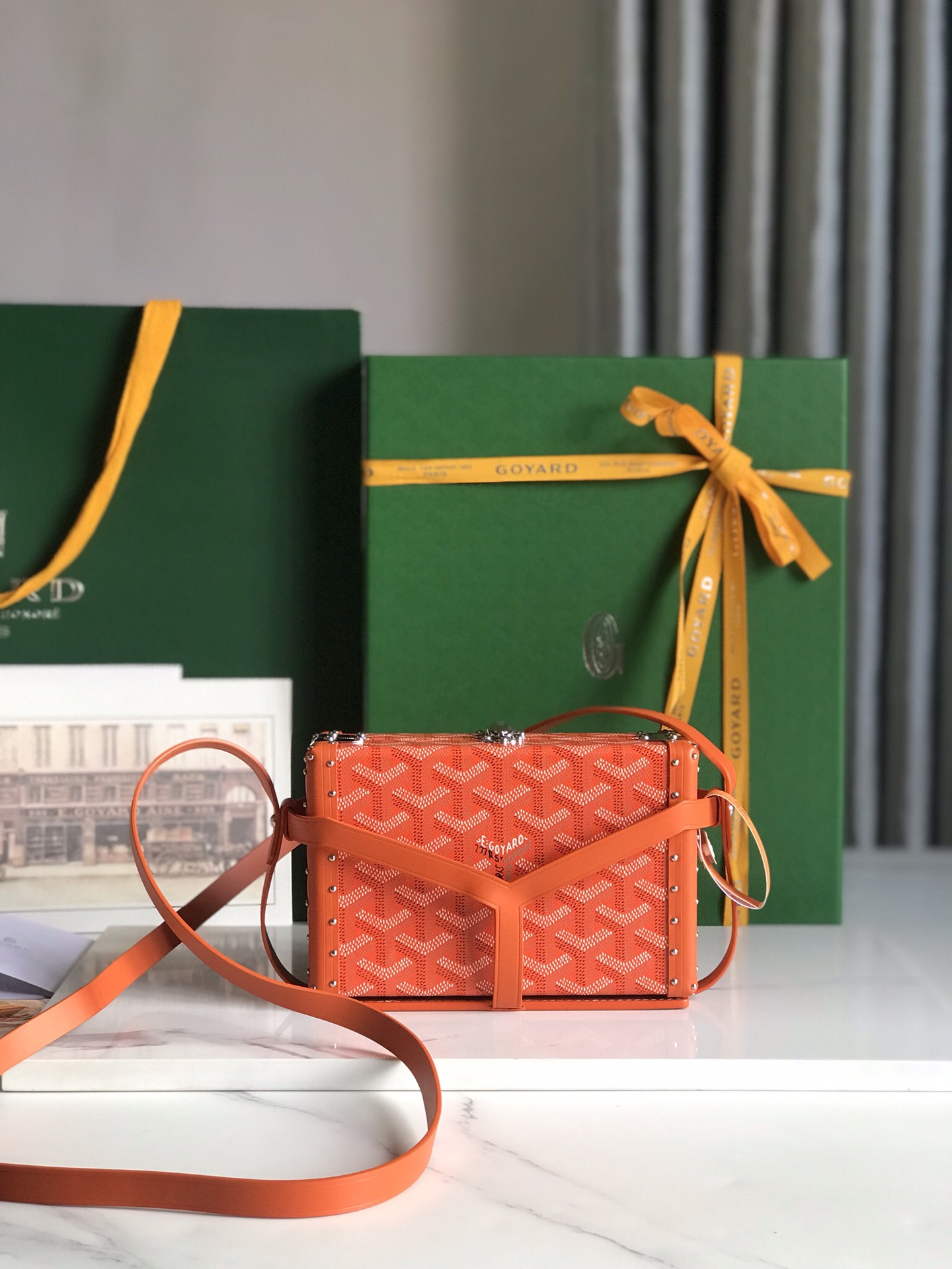 Goyard orange Coated Canvas and Leather Minaudiere