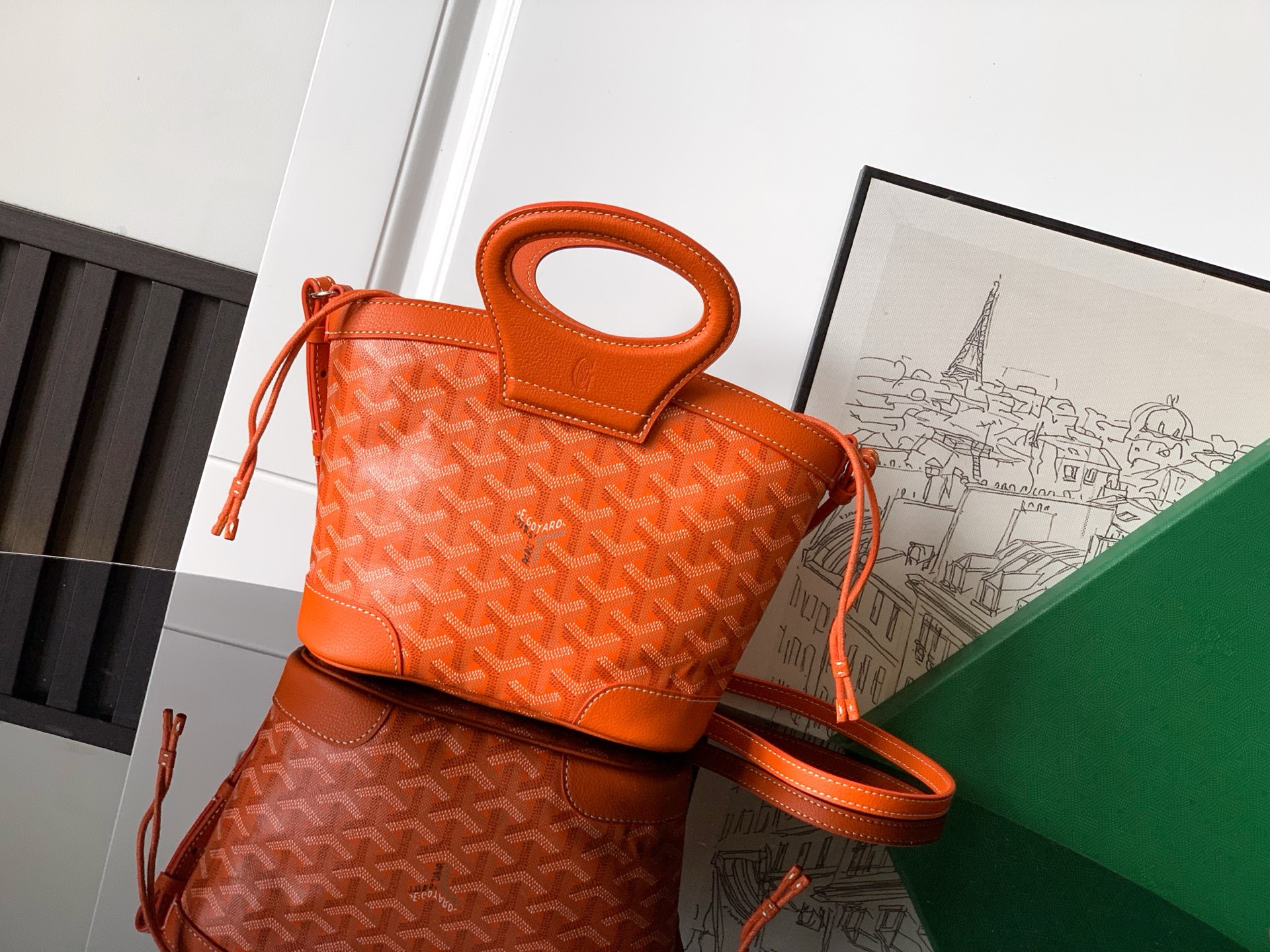 Goyard Beluga Mini Bag In orange  Goyardine Canvas And Chevroches Calfskin With Palladium Hardware