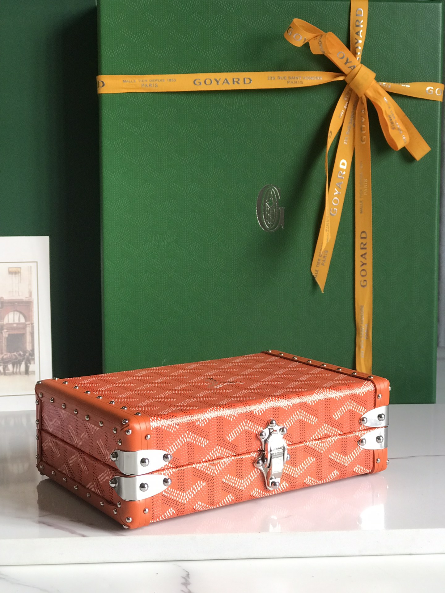 Goyard orange Coated Canvas and Leather Minaudiere