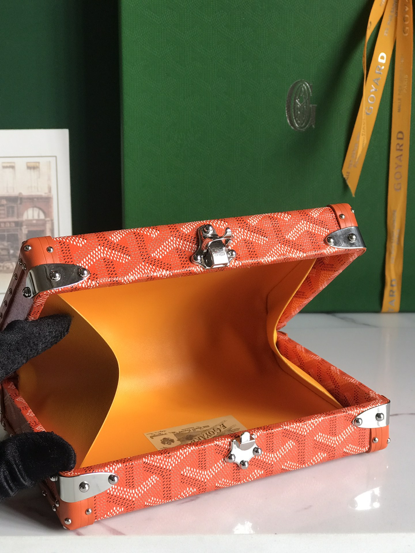 Goyard orange Coated Canvas and Leather Minaudiere