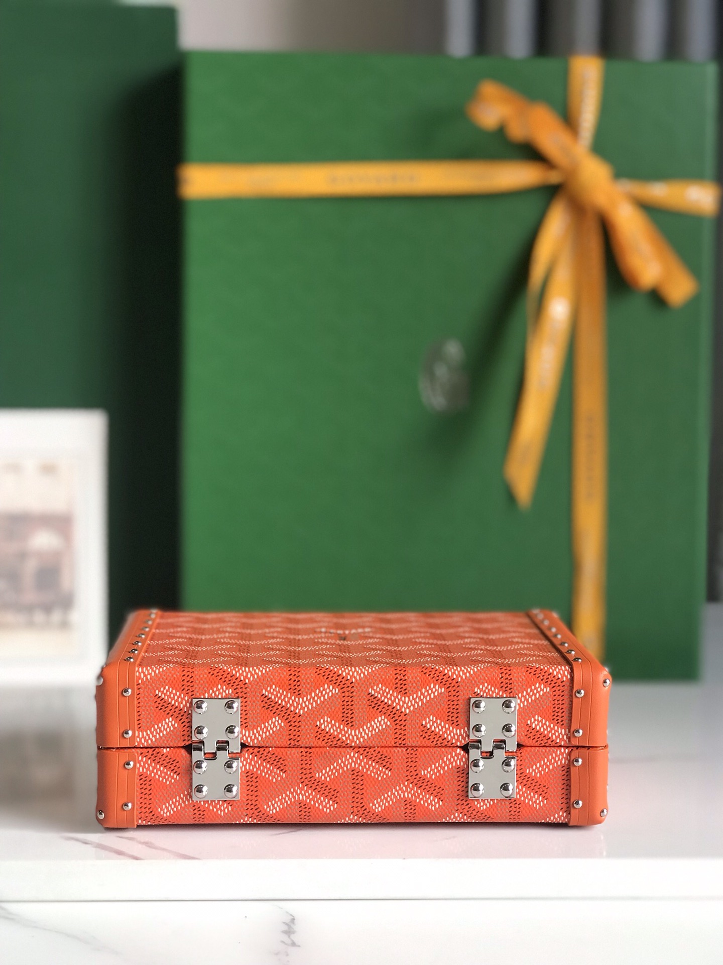 Goyard orange Coated Canvas and Leather Minaudiere