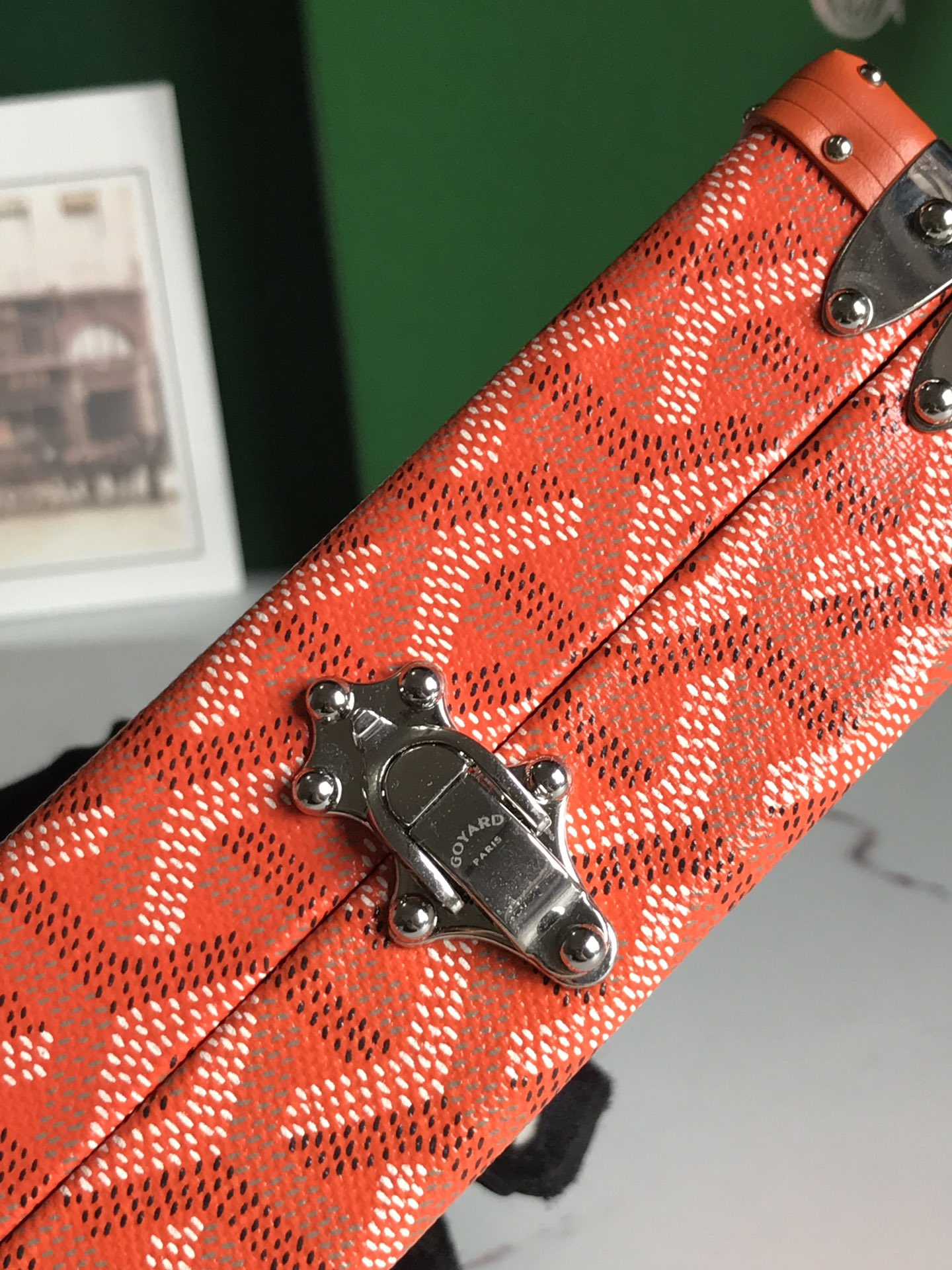 Goyard orange Coated Canvas and Leather Minaudiere