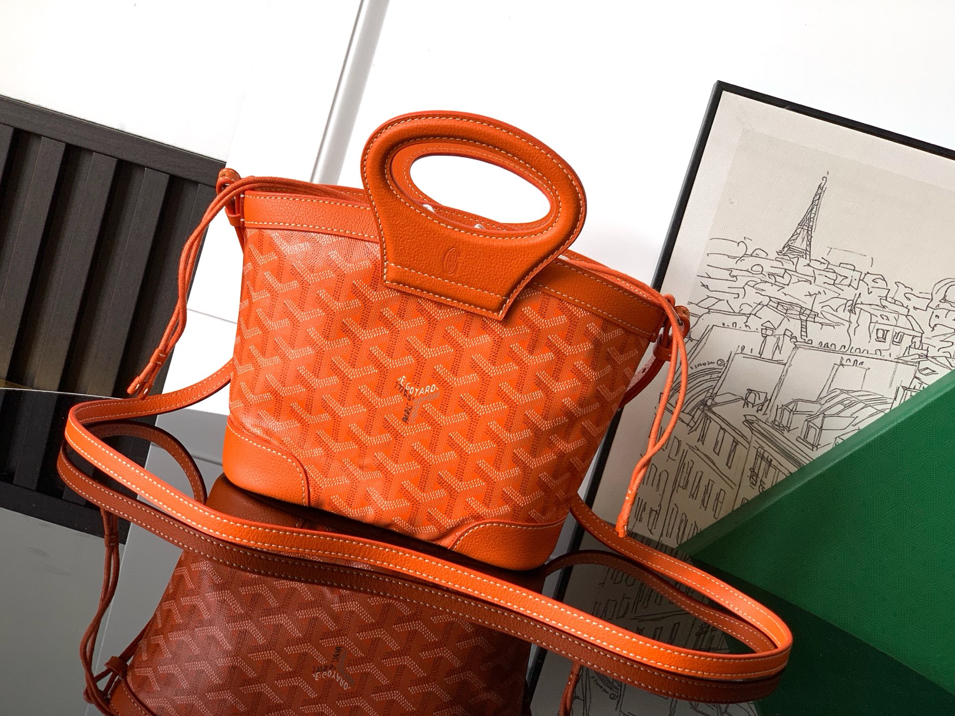 Goyard Beluga Mini Bag In orange  Goyardine Canvas And Chevroches Calfskin With Palladium Hardware