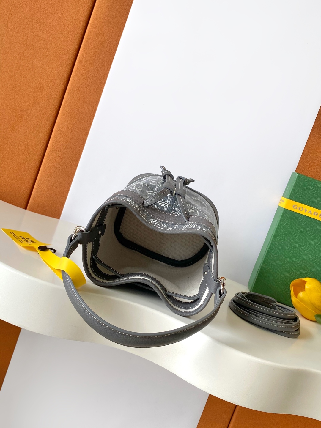 Goyard Petite Flot Bucket Bag grayTan 139758379