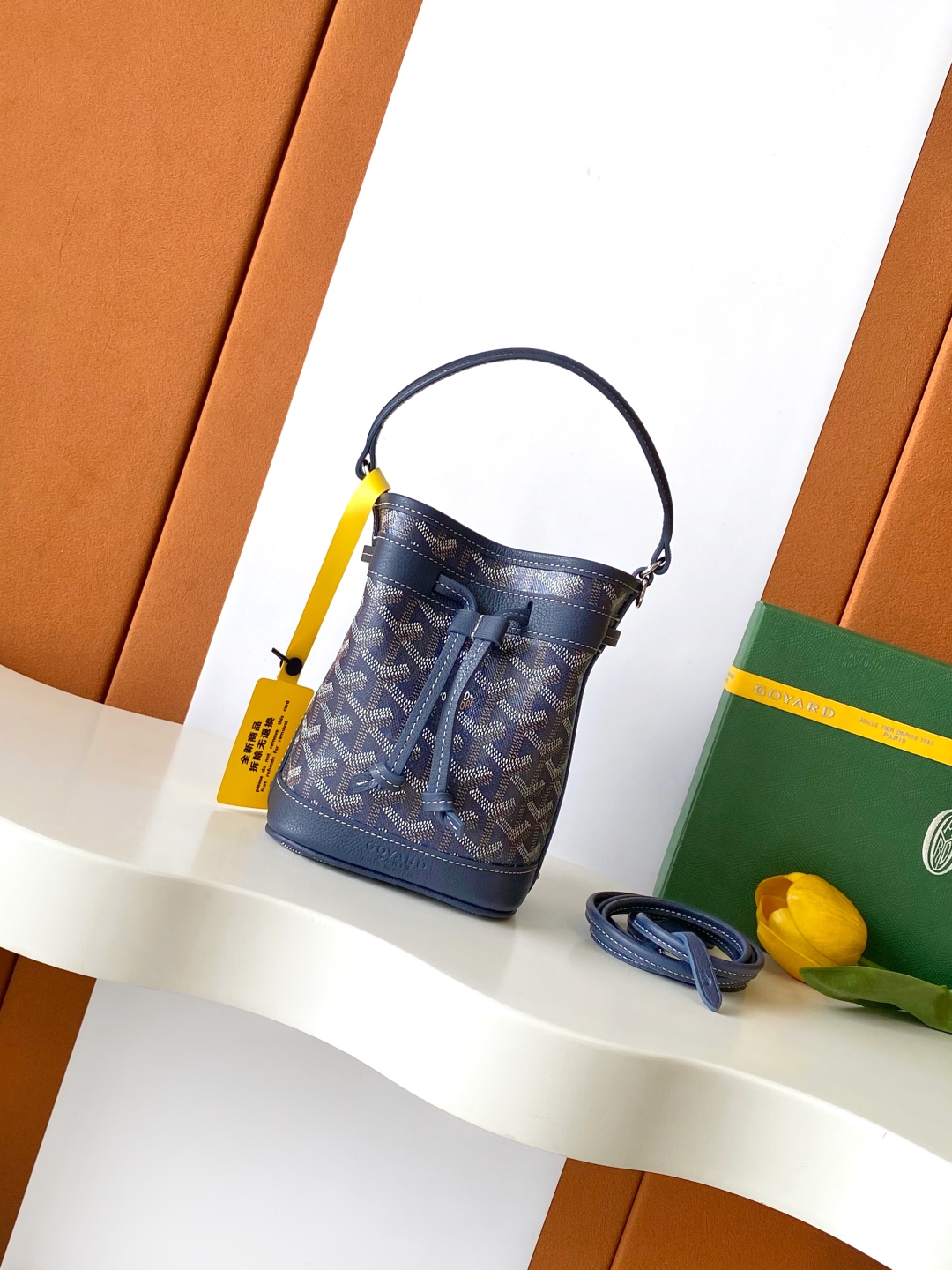 Goyard Petite Flot Bucket Bag Blue Tan 139758379