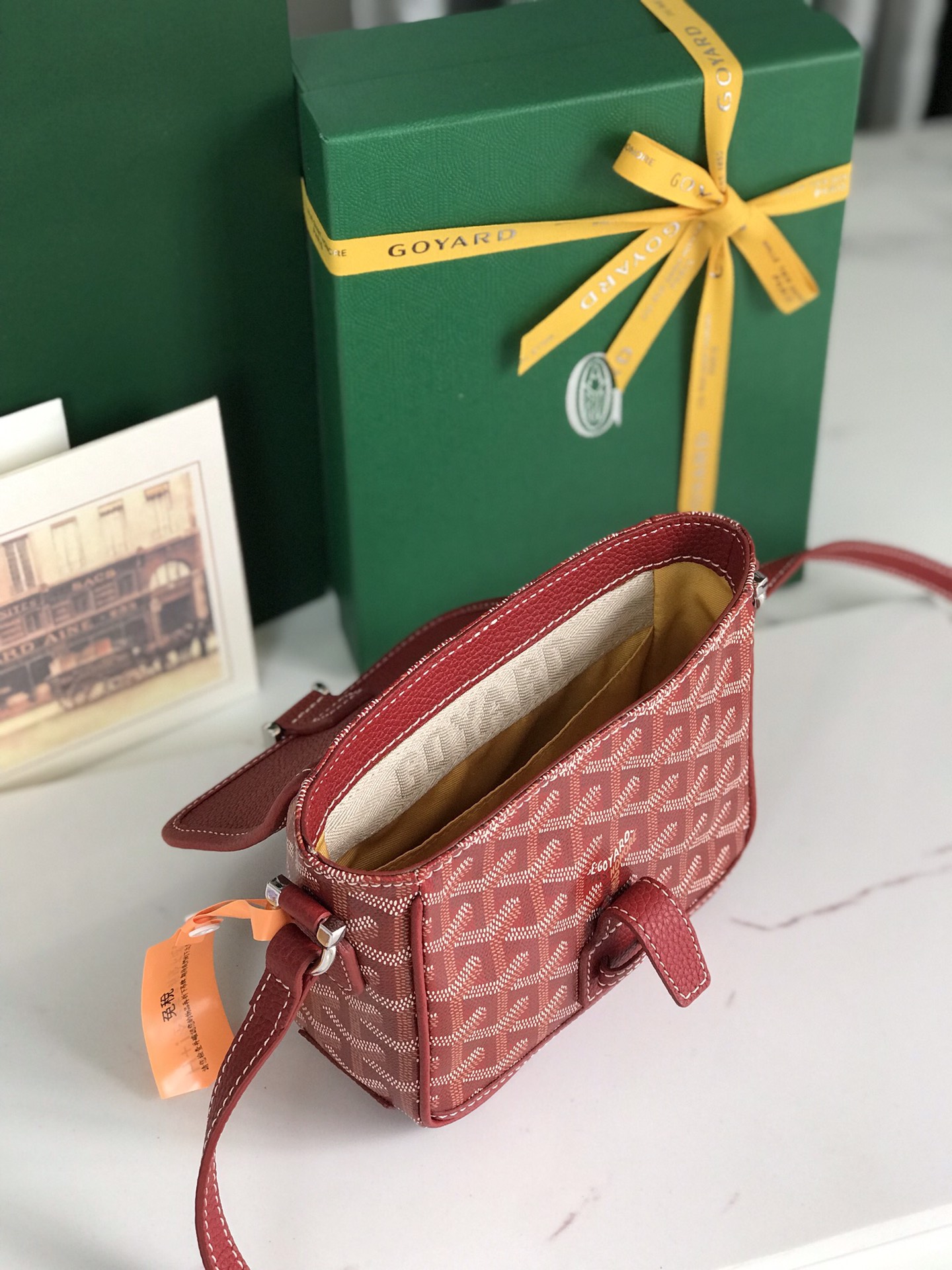 GOYARD Chevron Grand Blue PM Red 923372