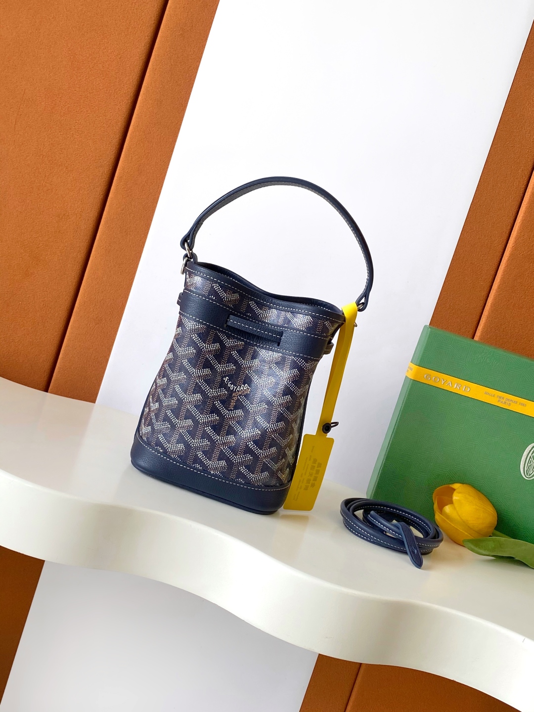 Goyard Petite Flot Bucket Bag Blue Tan 139758379