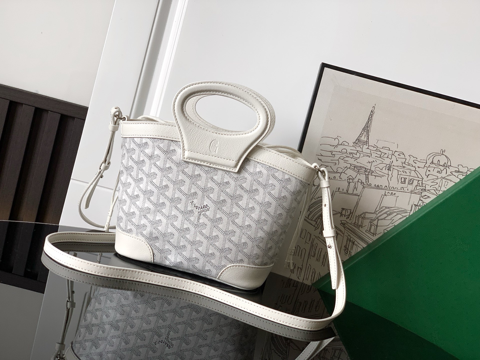Goyard Beluga Mini Bag In White Goyardine Canvas And Chevroches Calfskin With Palladium Hardware