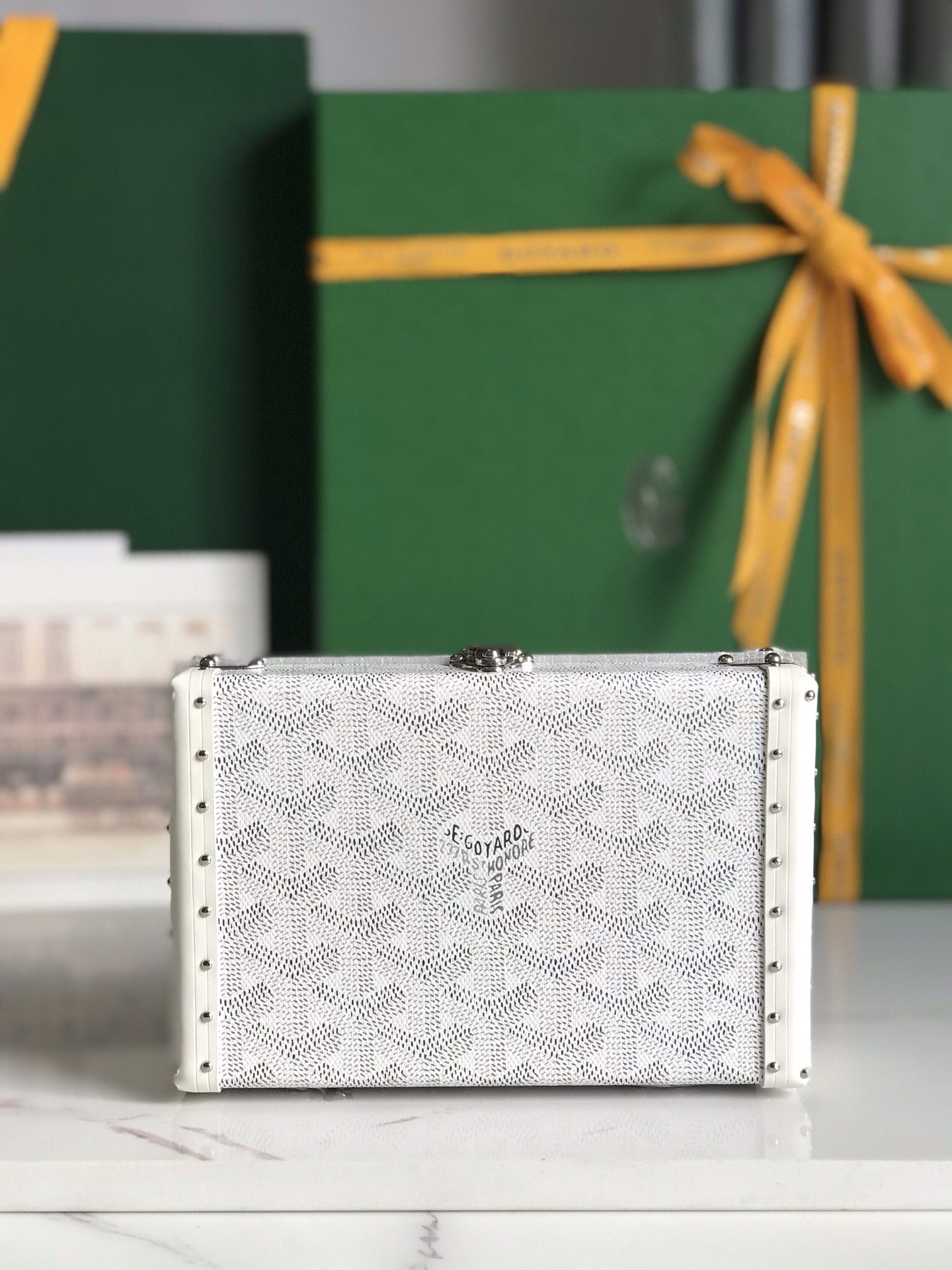 Goyard white Coated Canvas and Leather Minaudiere