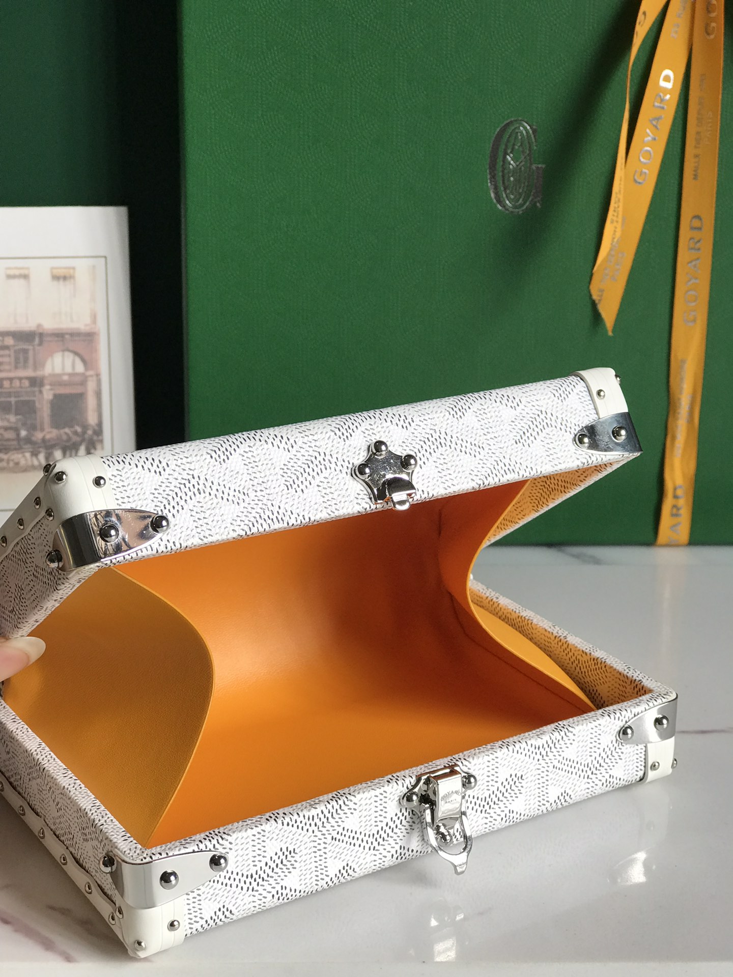 Goyard white Coated Canvas and Leather Minaudiere