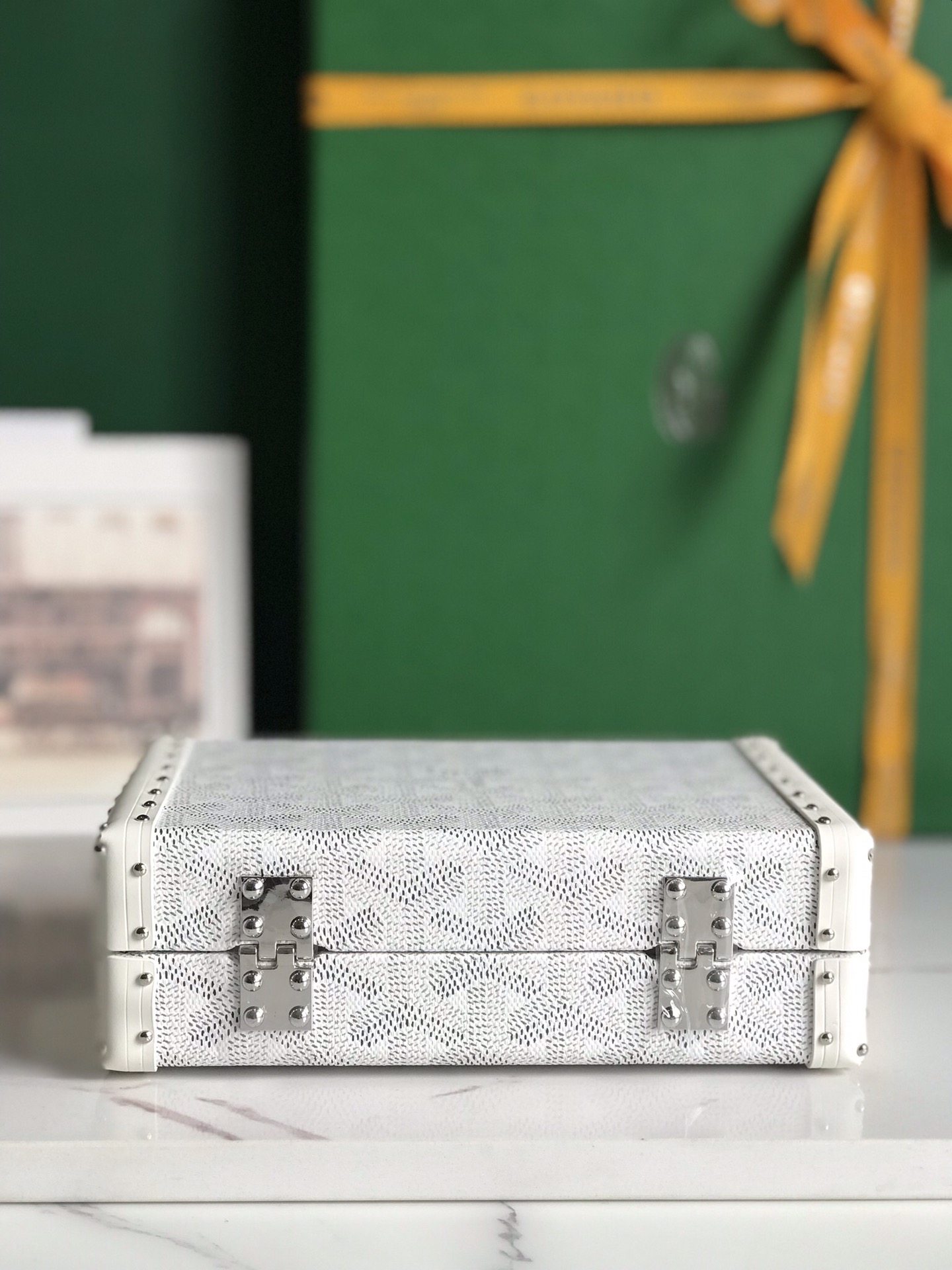 Goyard white Coated Canvas and Leather Minaudiere