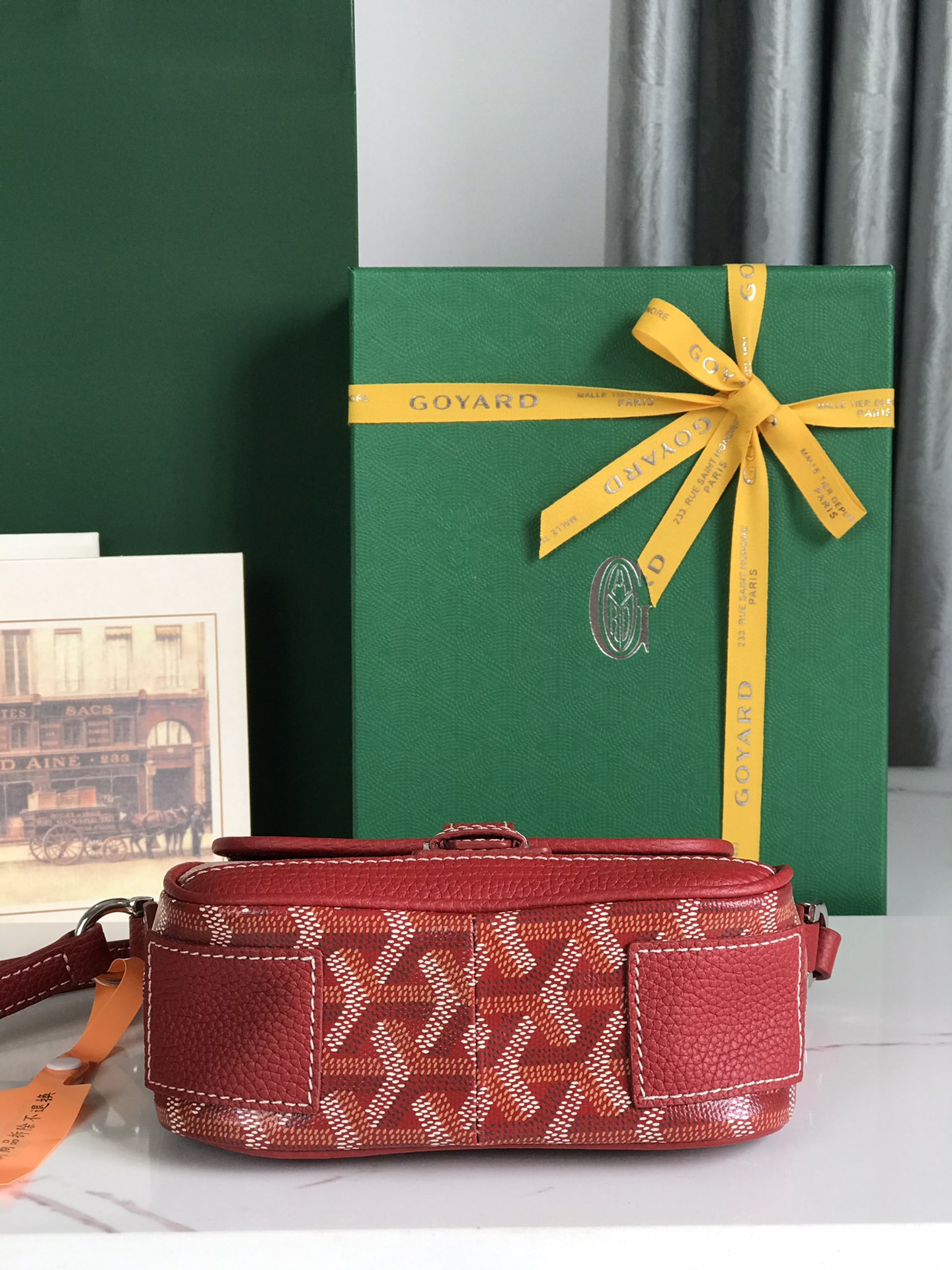 GOYARD Chevron Grand Blue PM Red 923372
