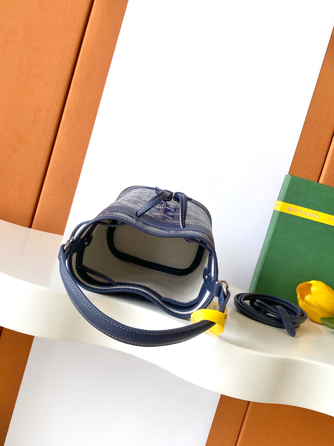 Goyard Petite Flot Bucket Bag Blue Tan 139758379