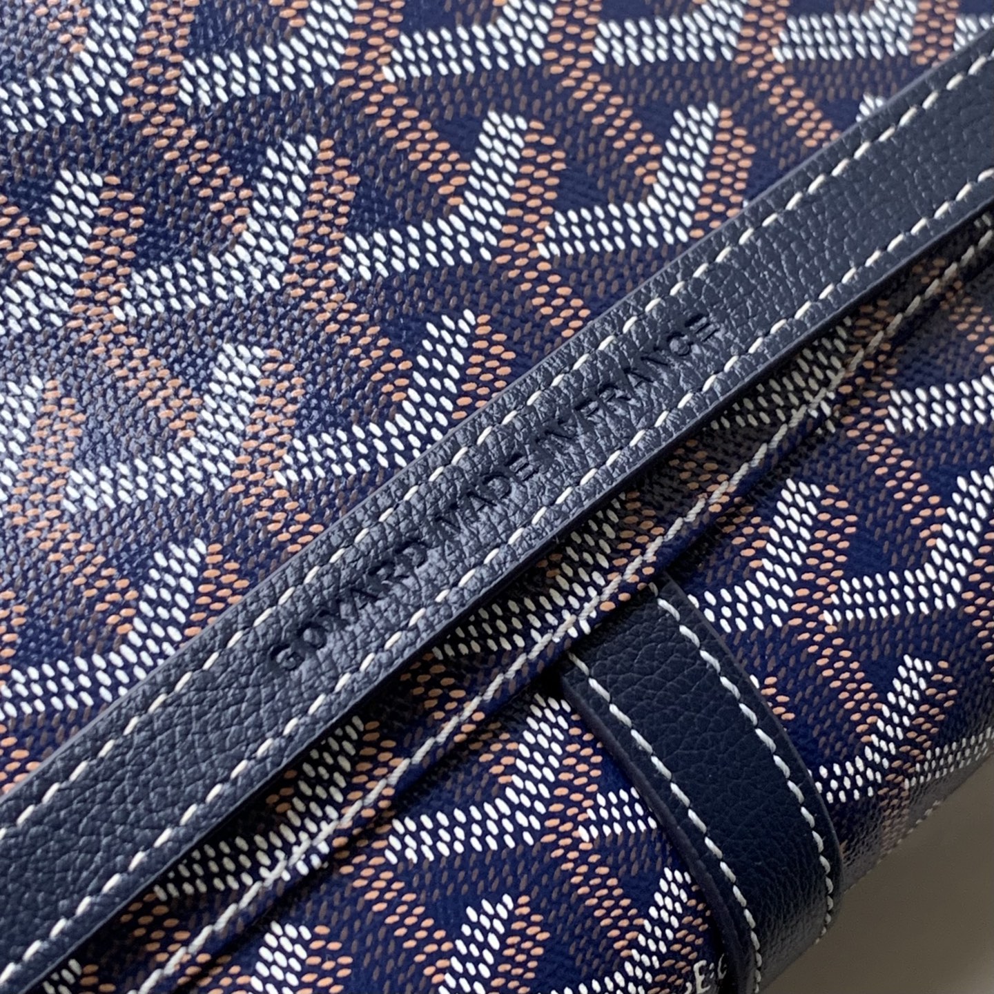 Goyard Goyardine Navy Belvedere PM Palladium Hardware