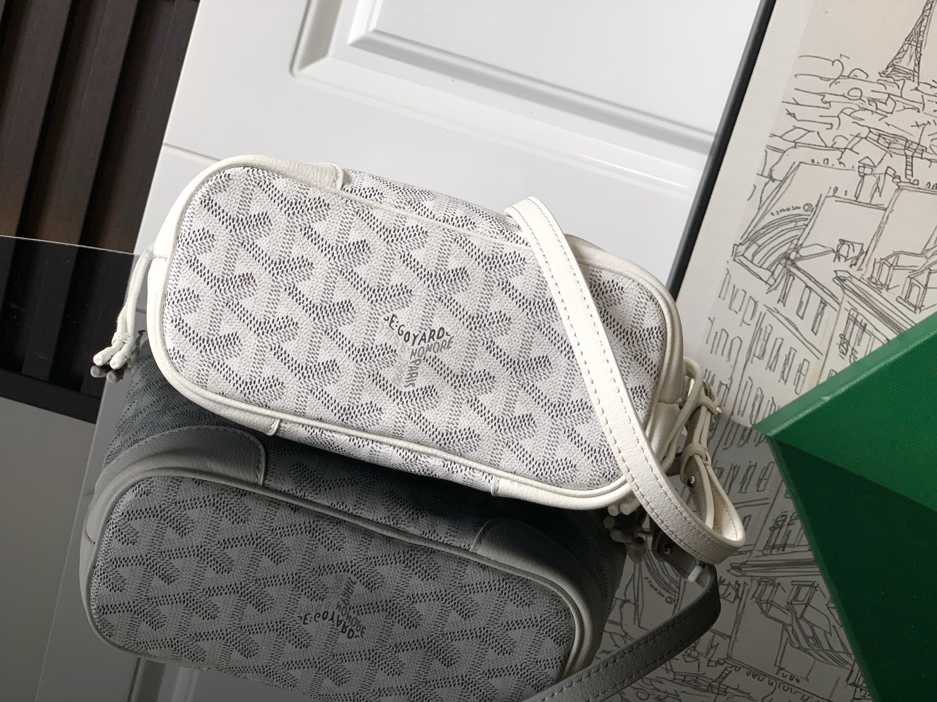 Goyard Beluga Mini Bag In White Goyardine Canvas And Chevroches Calfskin With Palladium Hardware
