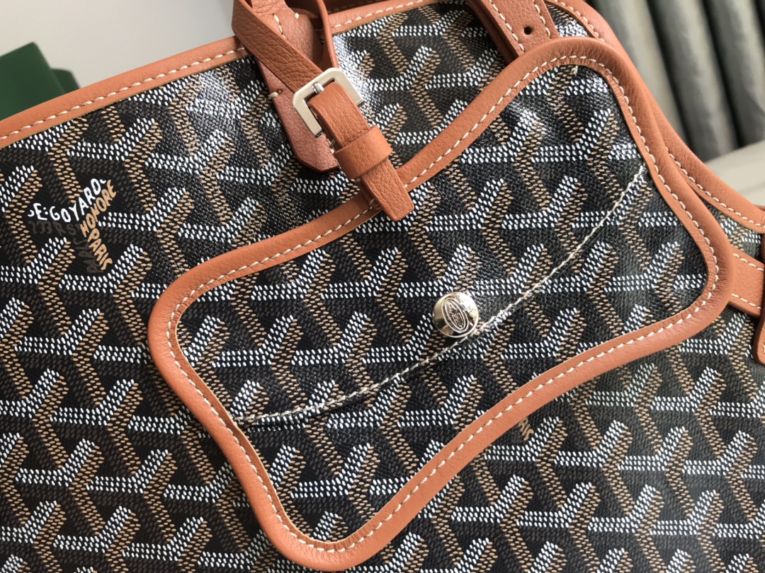Goyard Chien Gris Pet Carrier Tote Coated Canvas bag brown