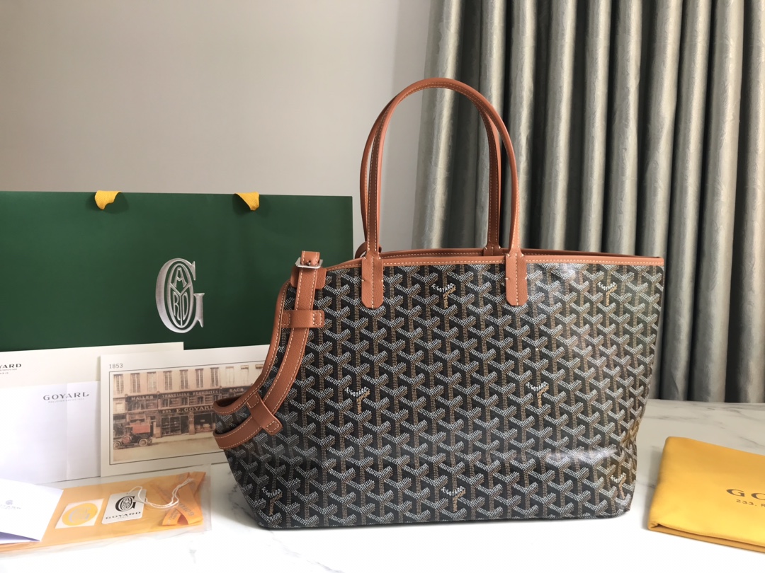Goyard Chien Gris Pet Carrier Tote Coated Canvas bag brown