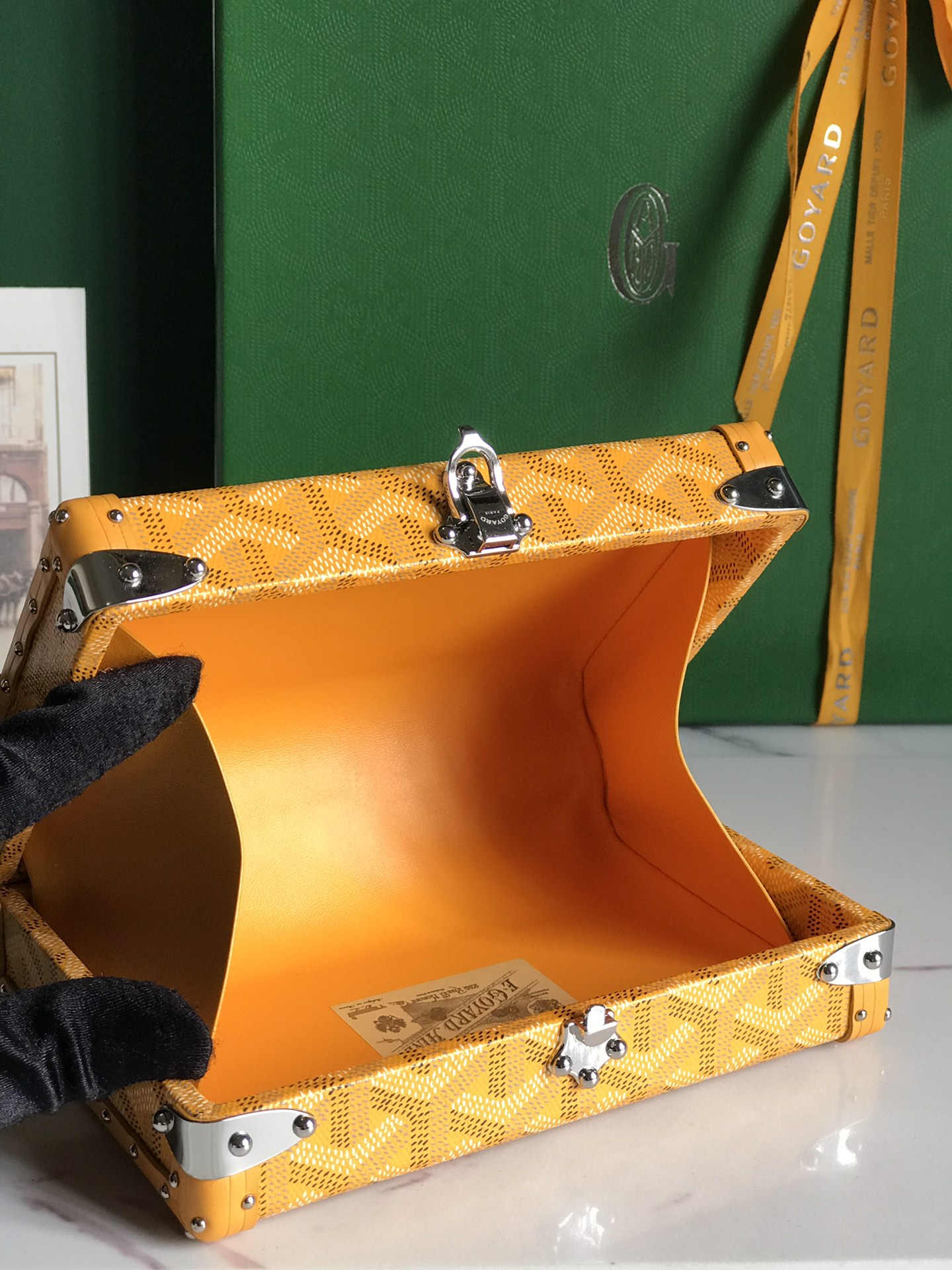 Goyard Yellow/Gold Coated Canvas and Leather Minaudiere