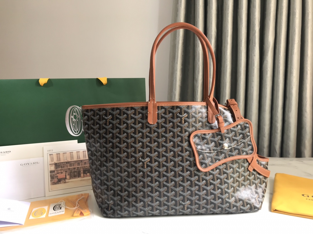 Goyard Chien Gris Pet Carrier Tote Coated Canvas bag brown