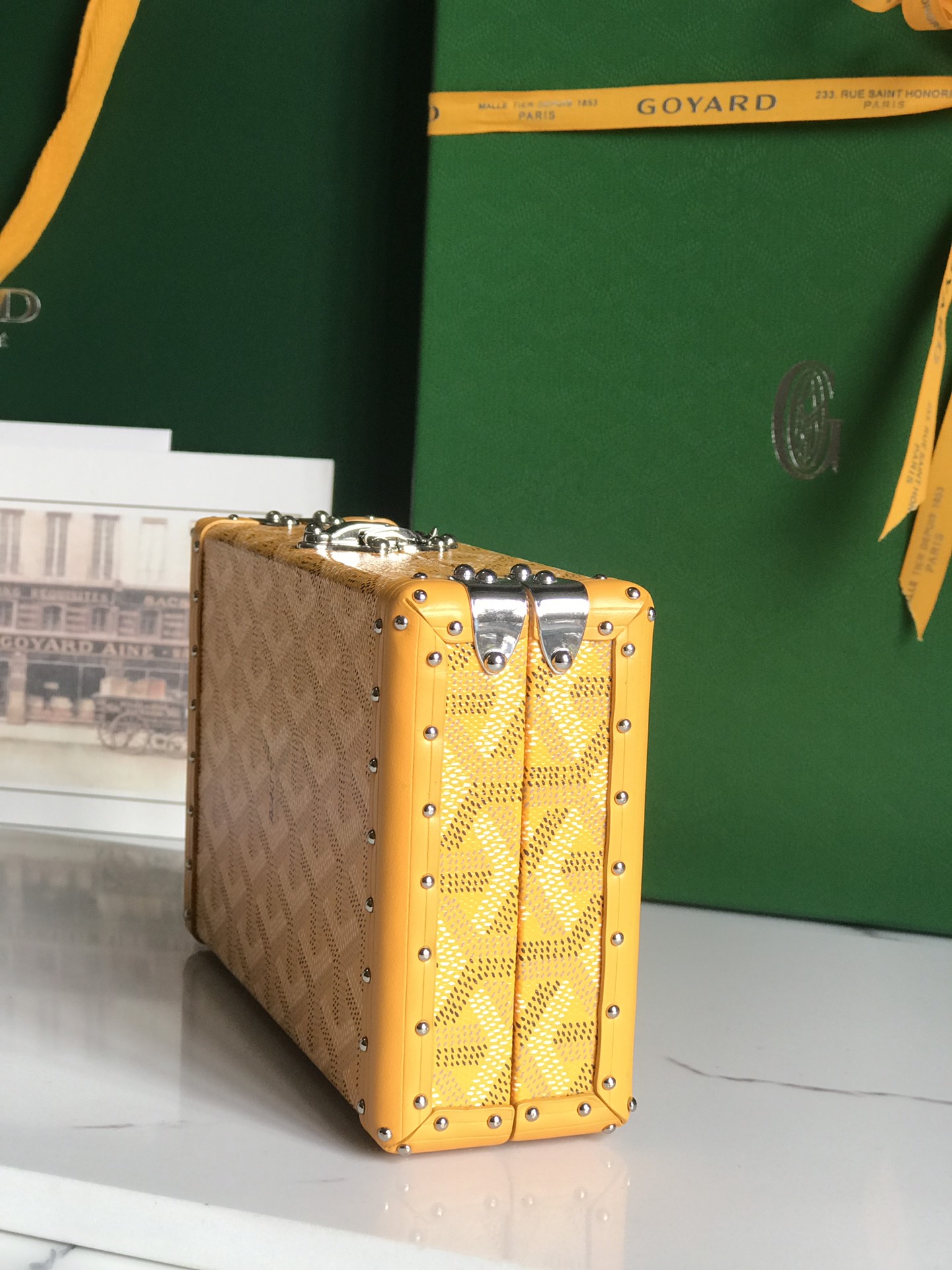 Goyard Yellow/Gold Coated Canvas and Leather Minaudiere