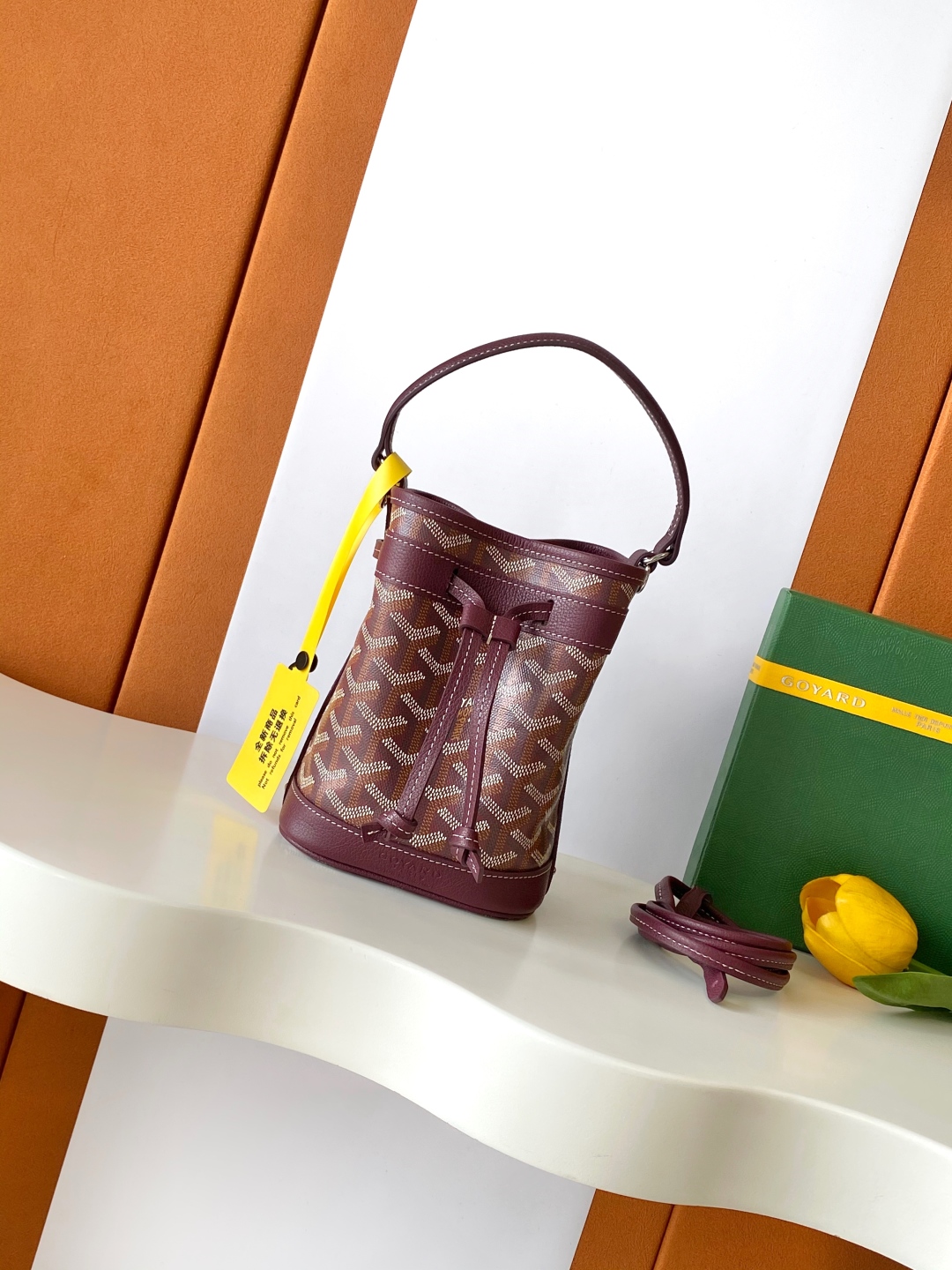 Goyard Petite Flot Bucket Bag Burgundy Tan 139758379
