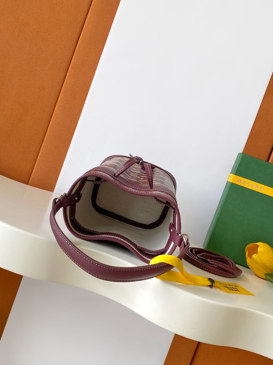 Goyard Petite Flot Bucket Bag Burgundy Tan 139758379