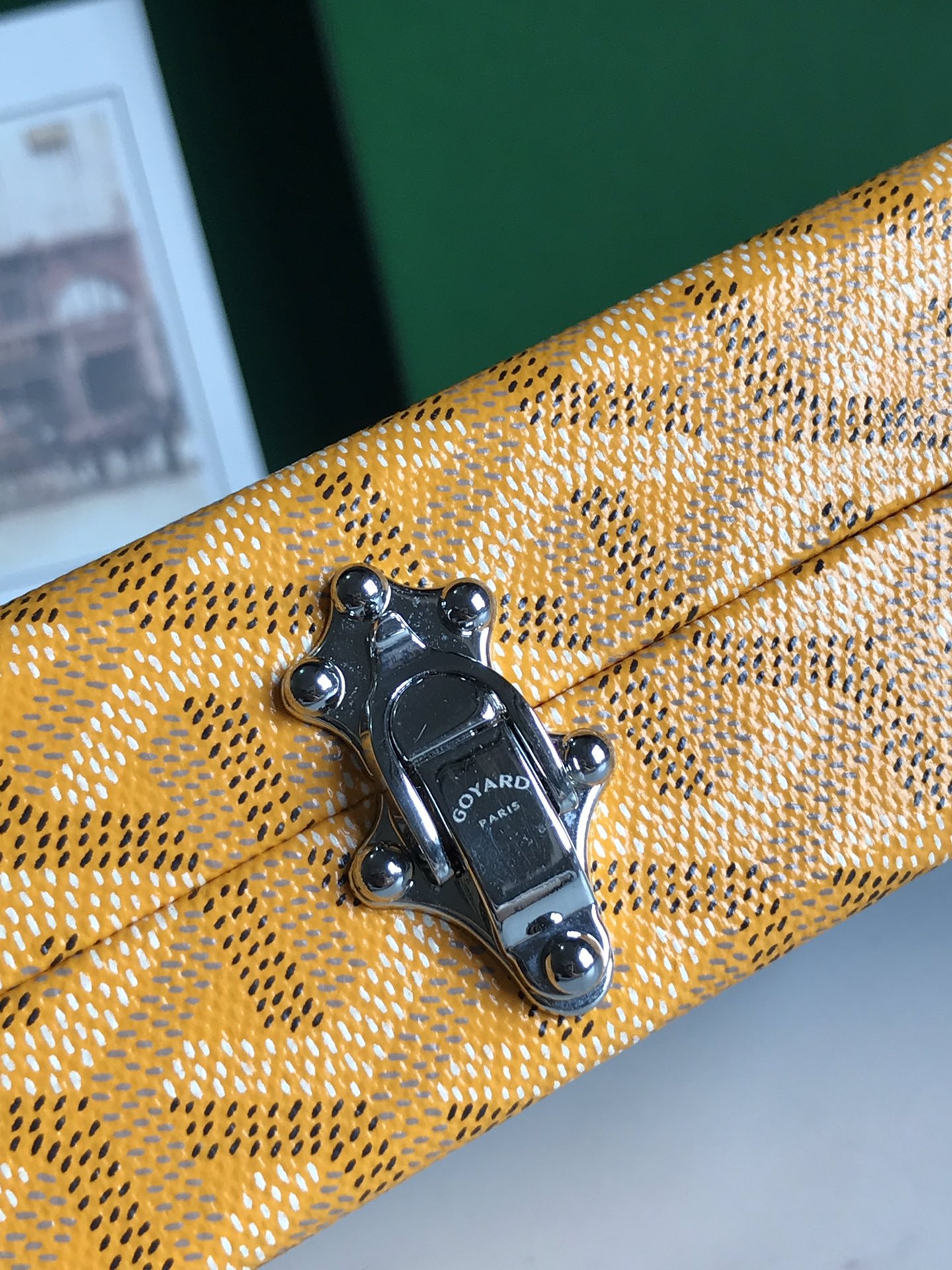 Goyard Yellow/Gold Coated Canvas and Leather Minaudiere