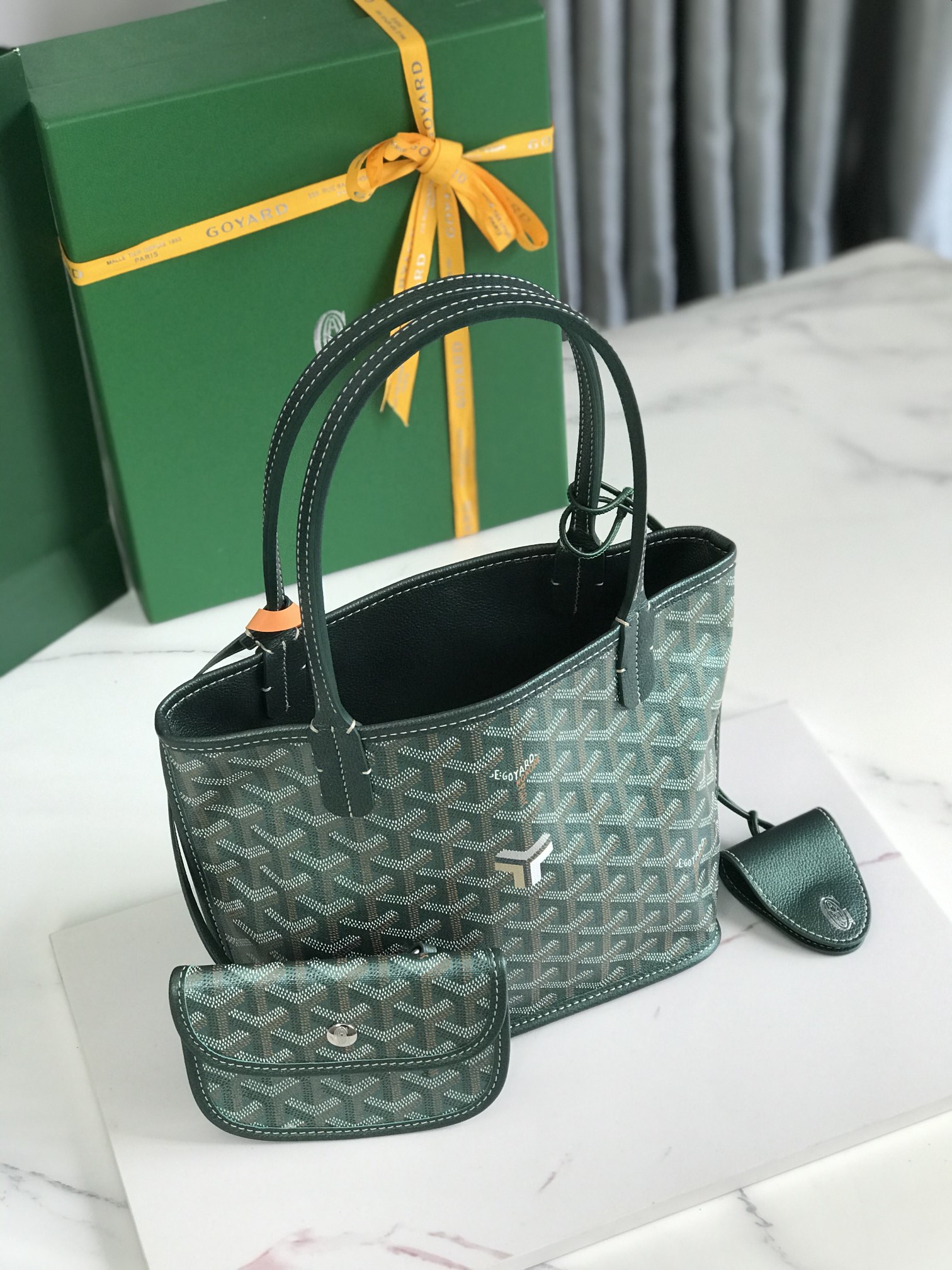 Goyard Mini Anju Tote Bag Green logo Goyard