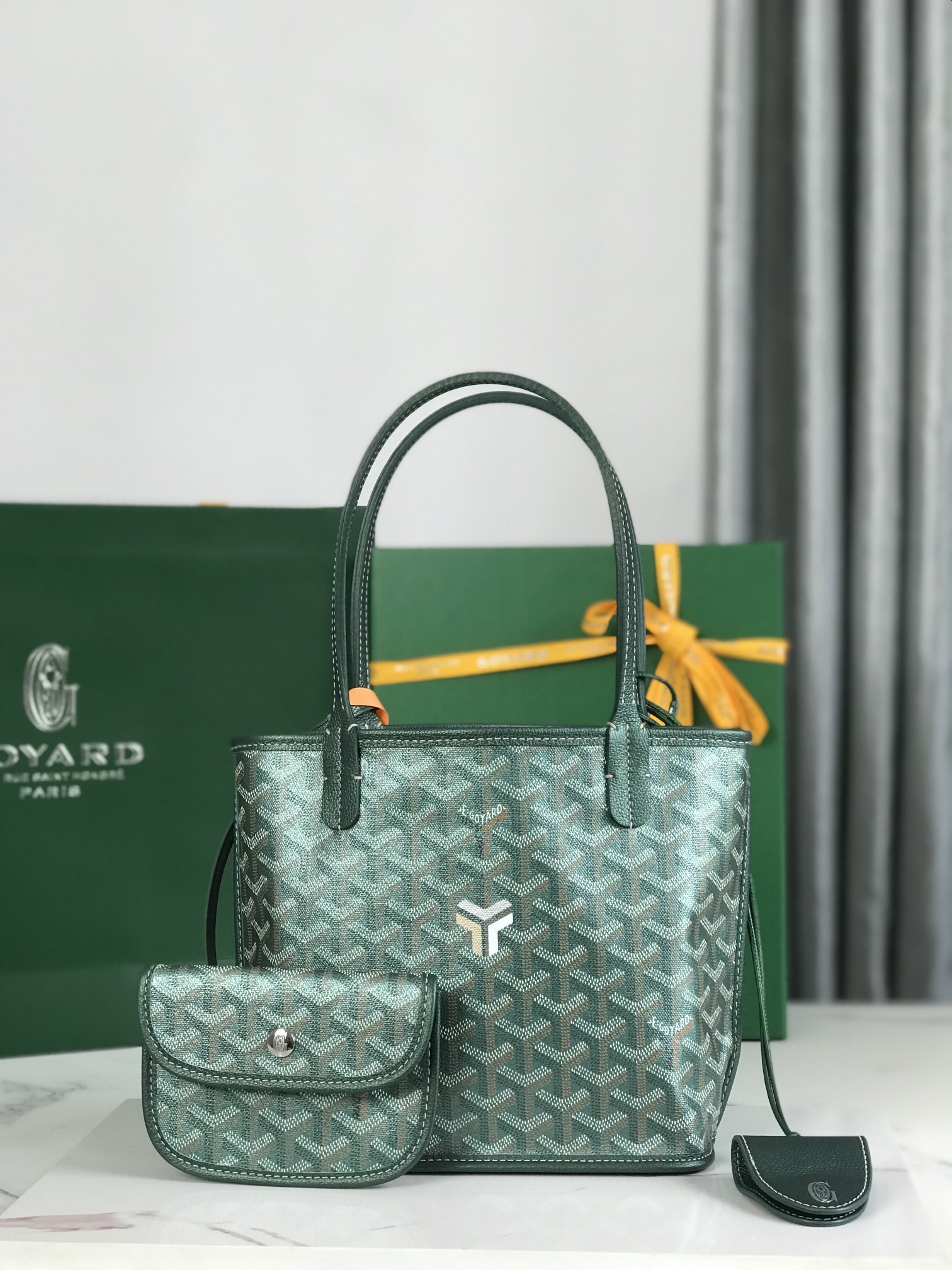 Goyard Mini Anju Tote Bag Green logo Goyard