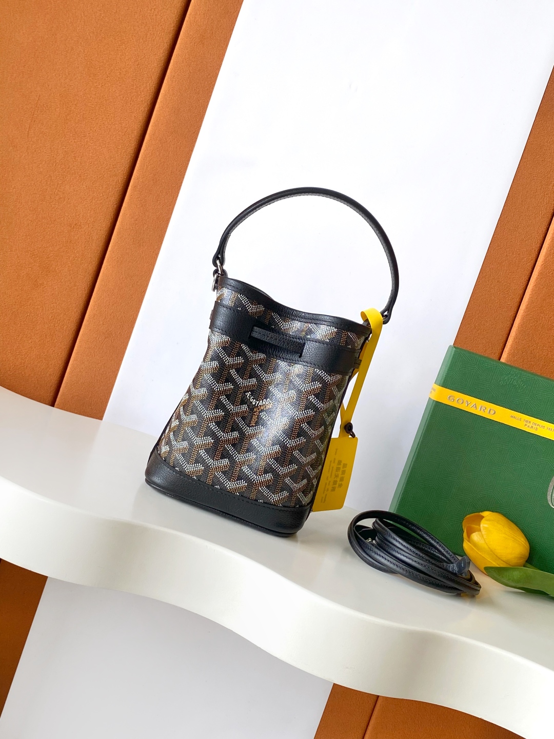 Goyard Petite Flot Bucket Bag Black brown Tan 139758379 | eBay
