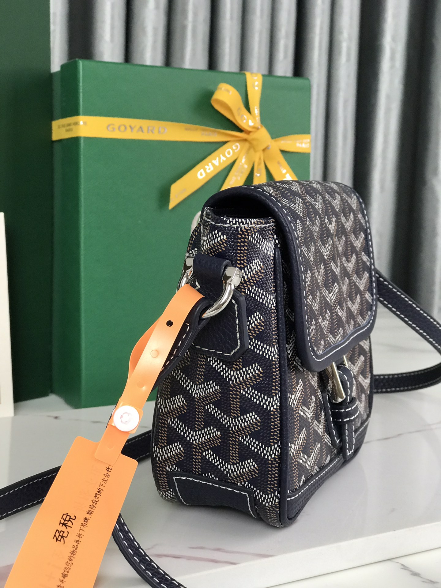 GOYARD Goyardine Plumet Wallet Clutch Navy 1676538