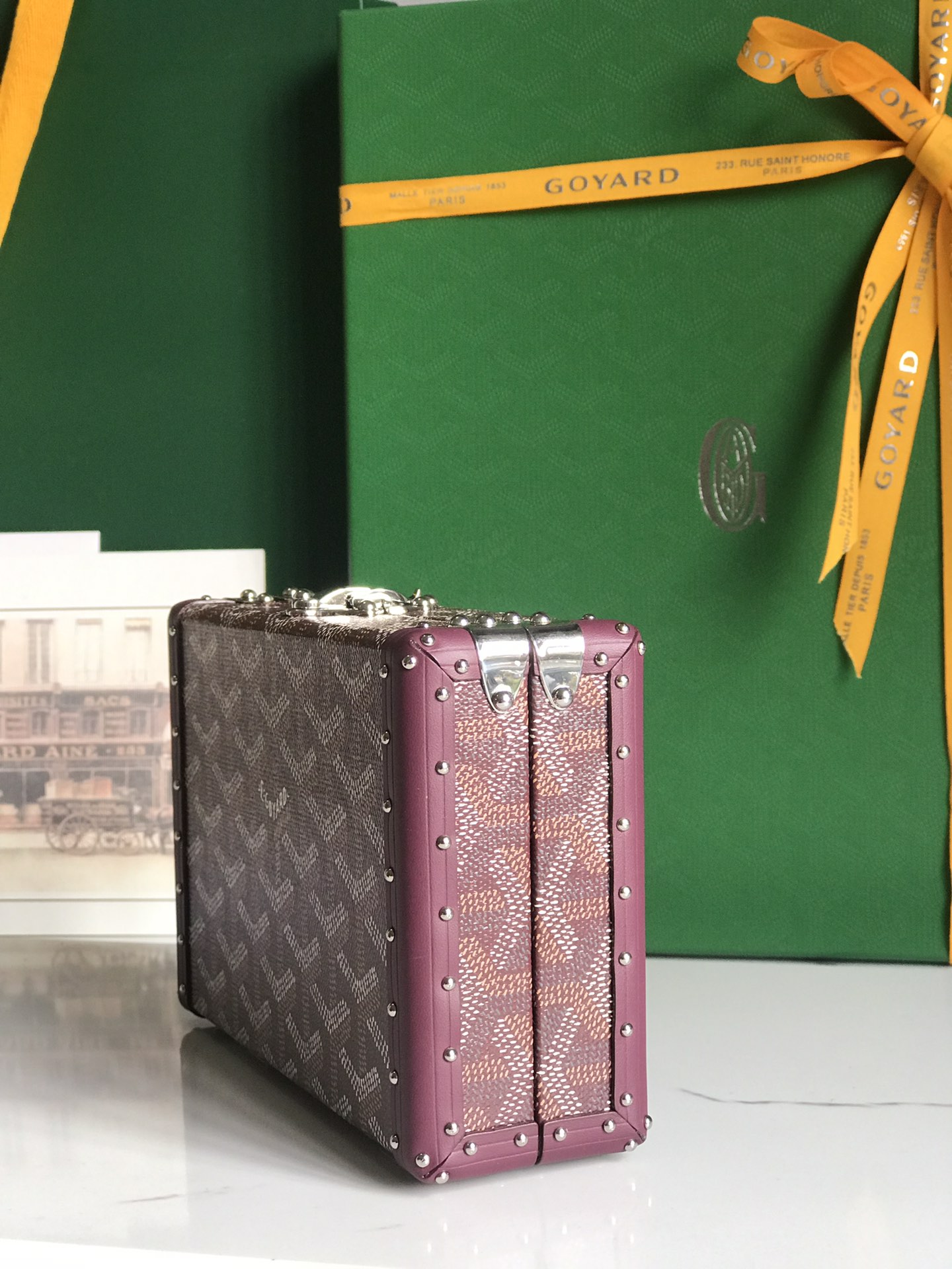 Minaudiere goyardine leather handbag Goyard Burgundy in