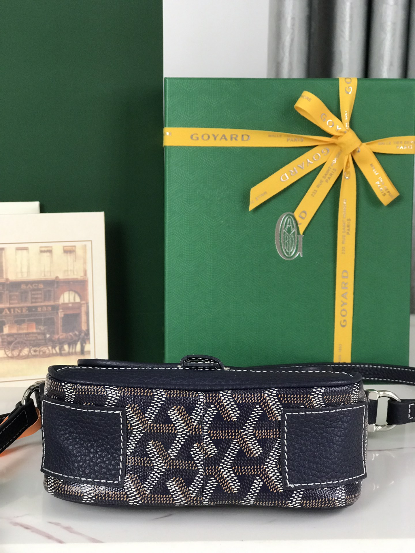 GOYARD Goyardine Plumet Wallet Clutch Navy 1676538