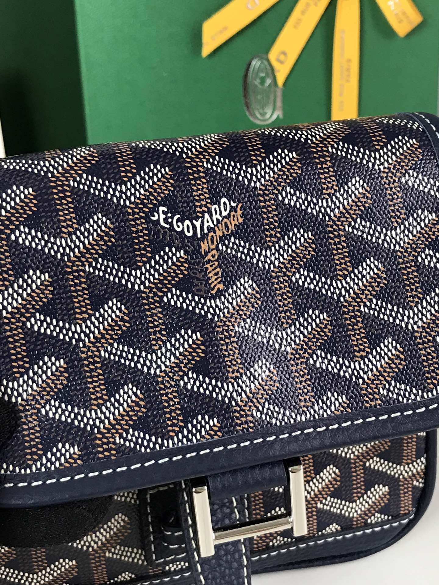 GOYARD Goyardine Plumet Wallet Clutch Navy 1676538