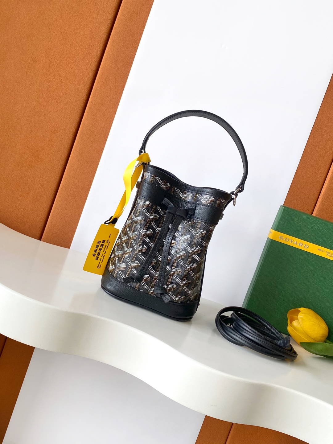 Goyard Petite Flot Bucket Bag Black brown Tan 139758379 | eBay
