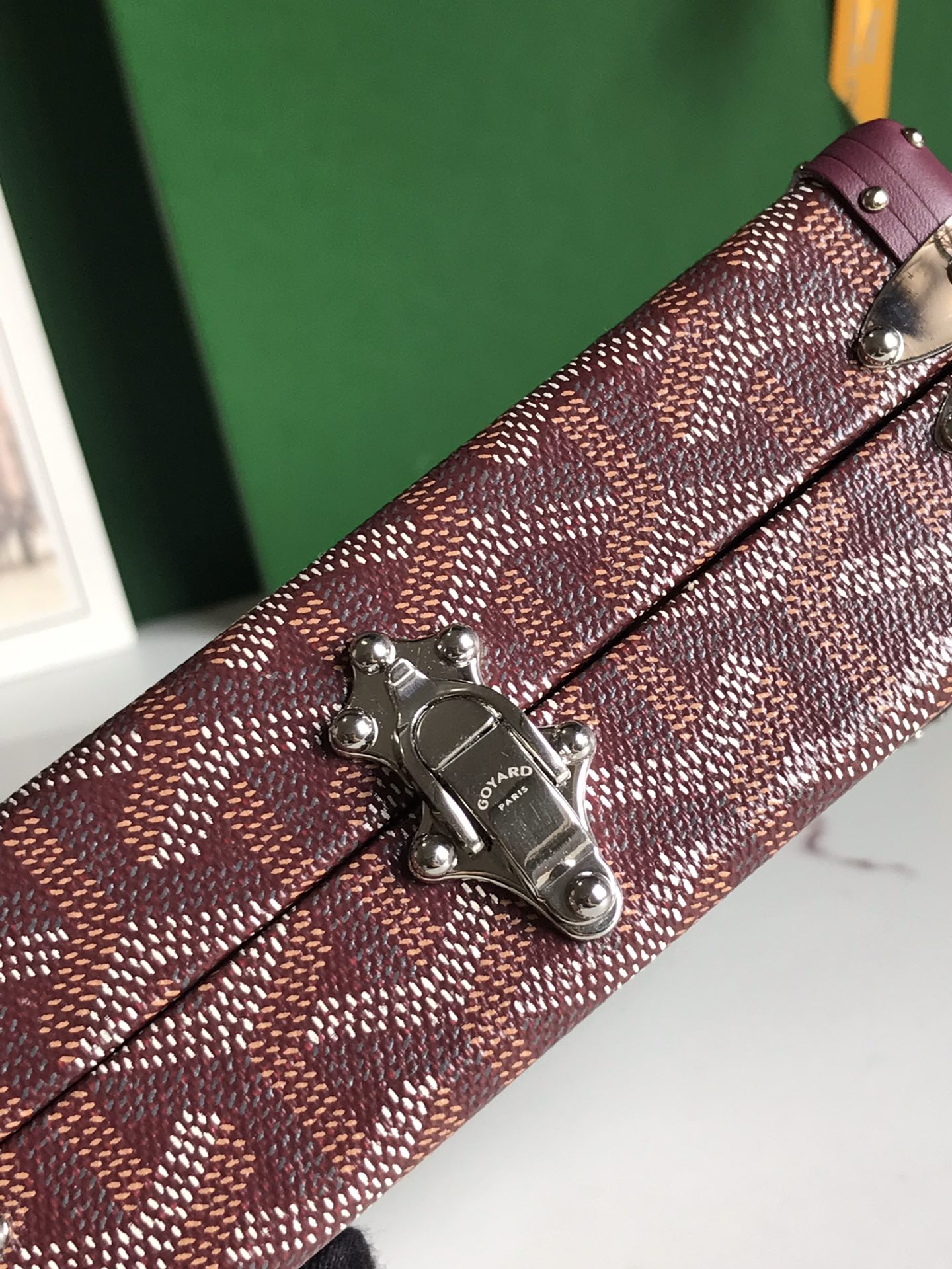 Minaudiere goyardine leather handbag Goyard Burgundy in
