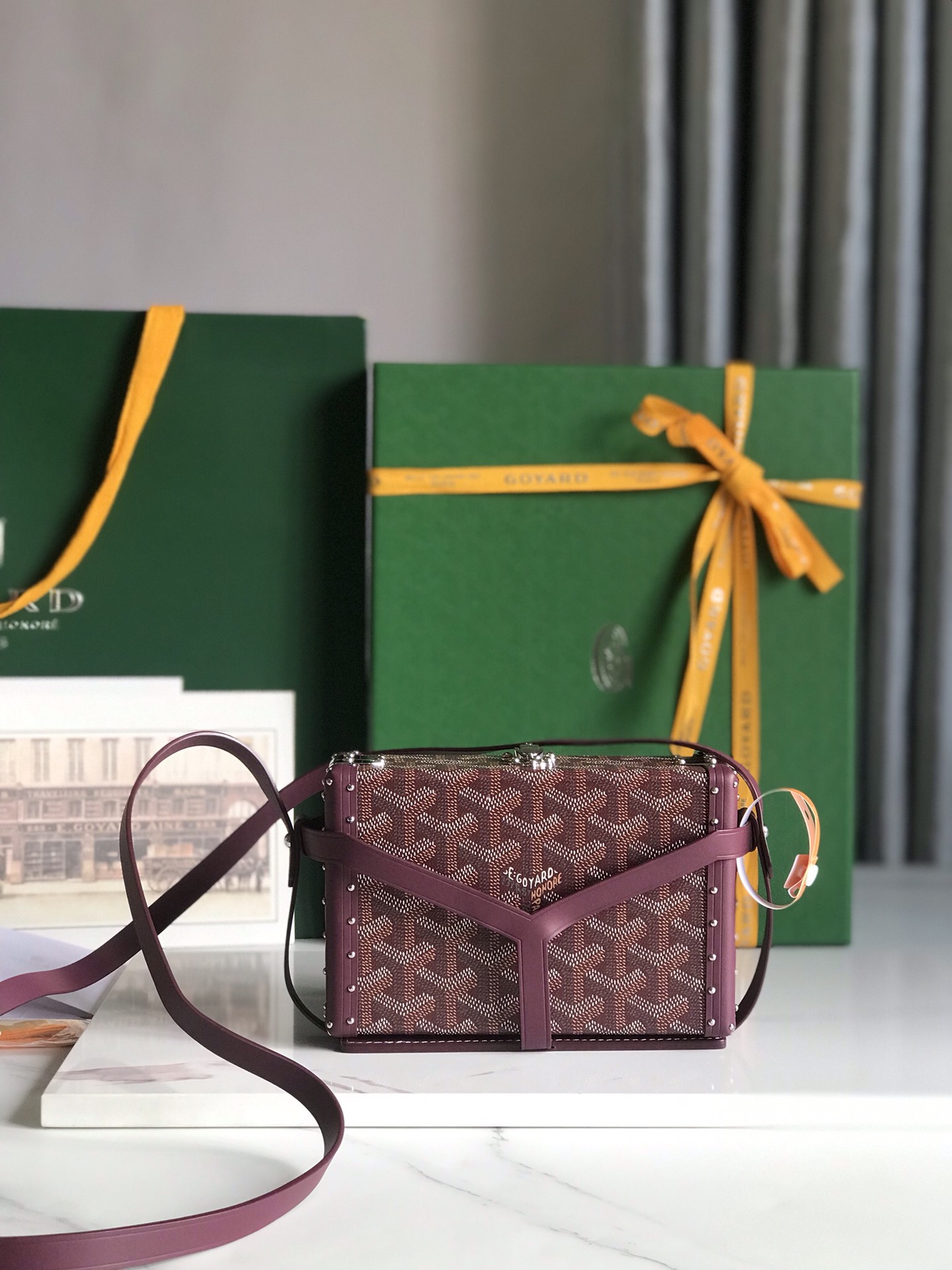 Minaudiere goyardine leather handbag Goyard Burgundy in