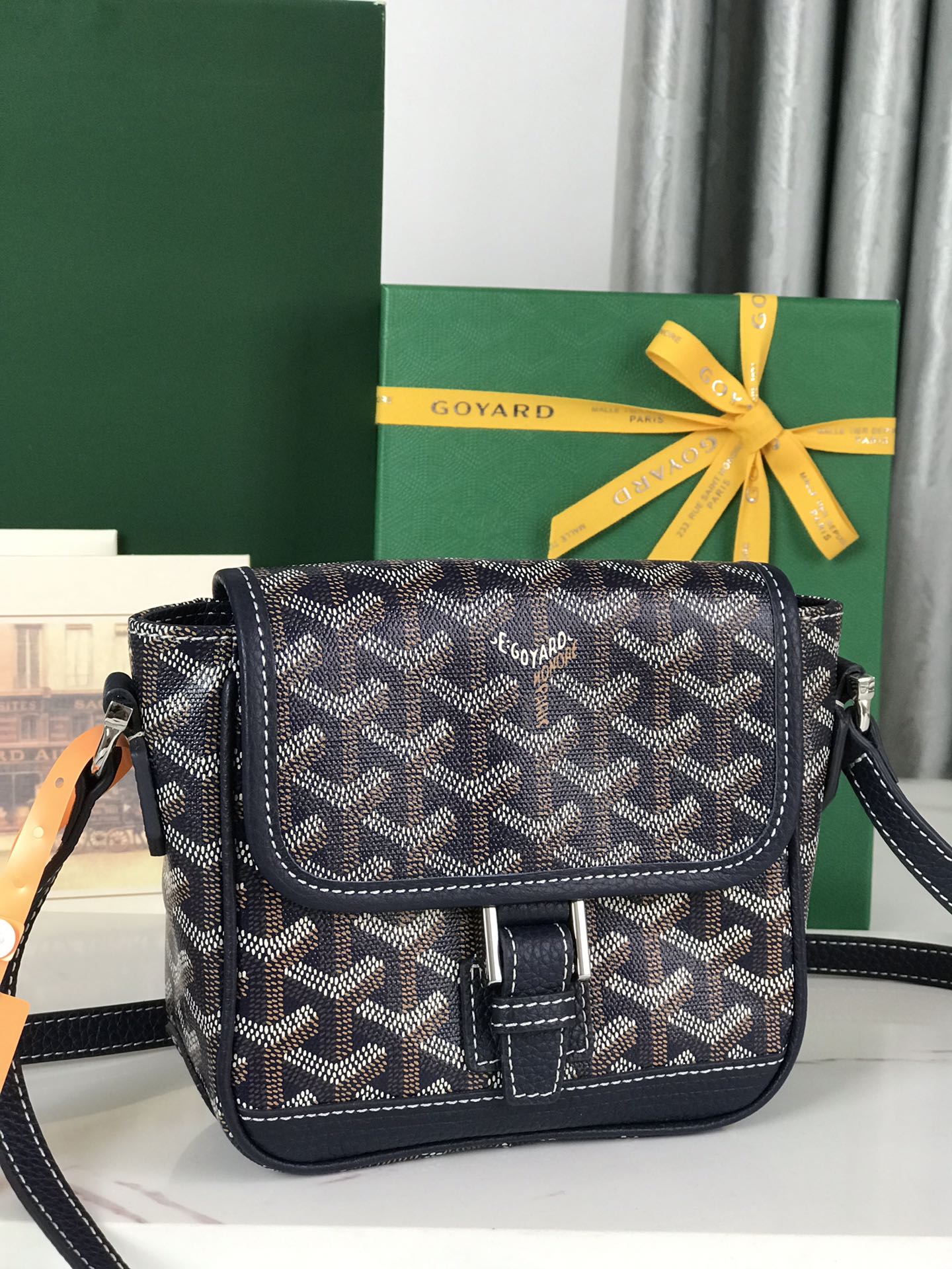 GOYARD Goyardine Plumet Wallet Clutch Navy 1676538