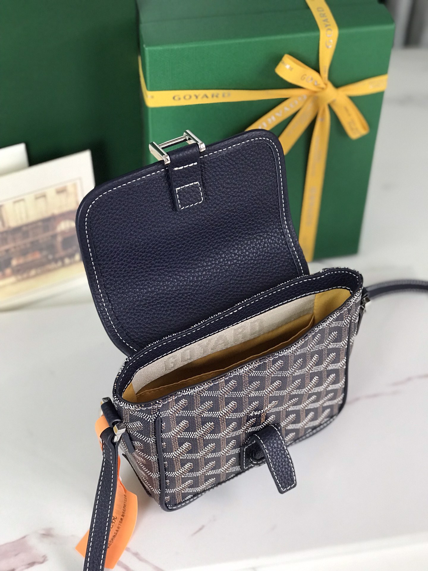 GOYARD Goyardine Plumet Wallet Clutch Navy 1676538